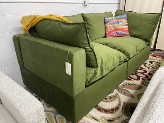 Olive Green Velvet Kova 84" Sofa