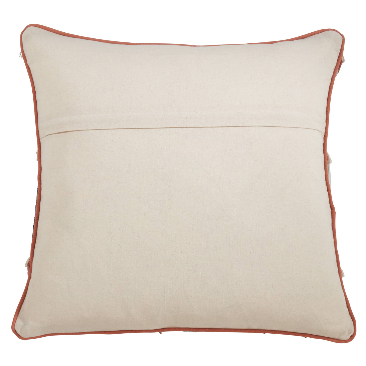 Block Print Embroidered Fringed Pillow 22"