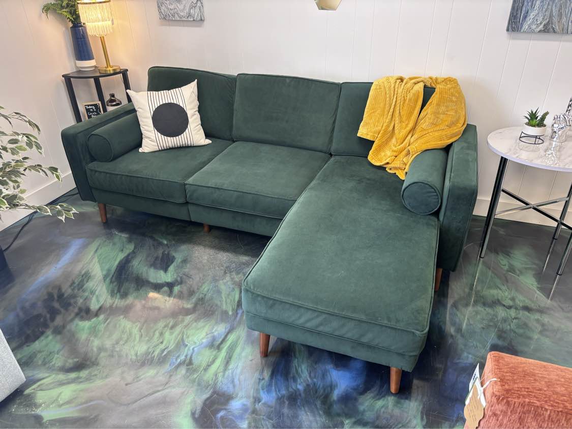 Jade Velvet Burrow Nomad Reversible Chaise - Reclaimed Elegance