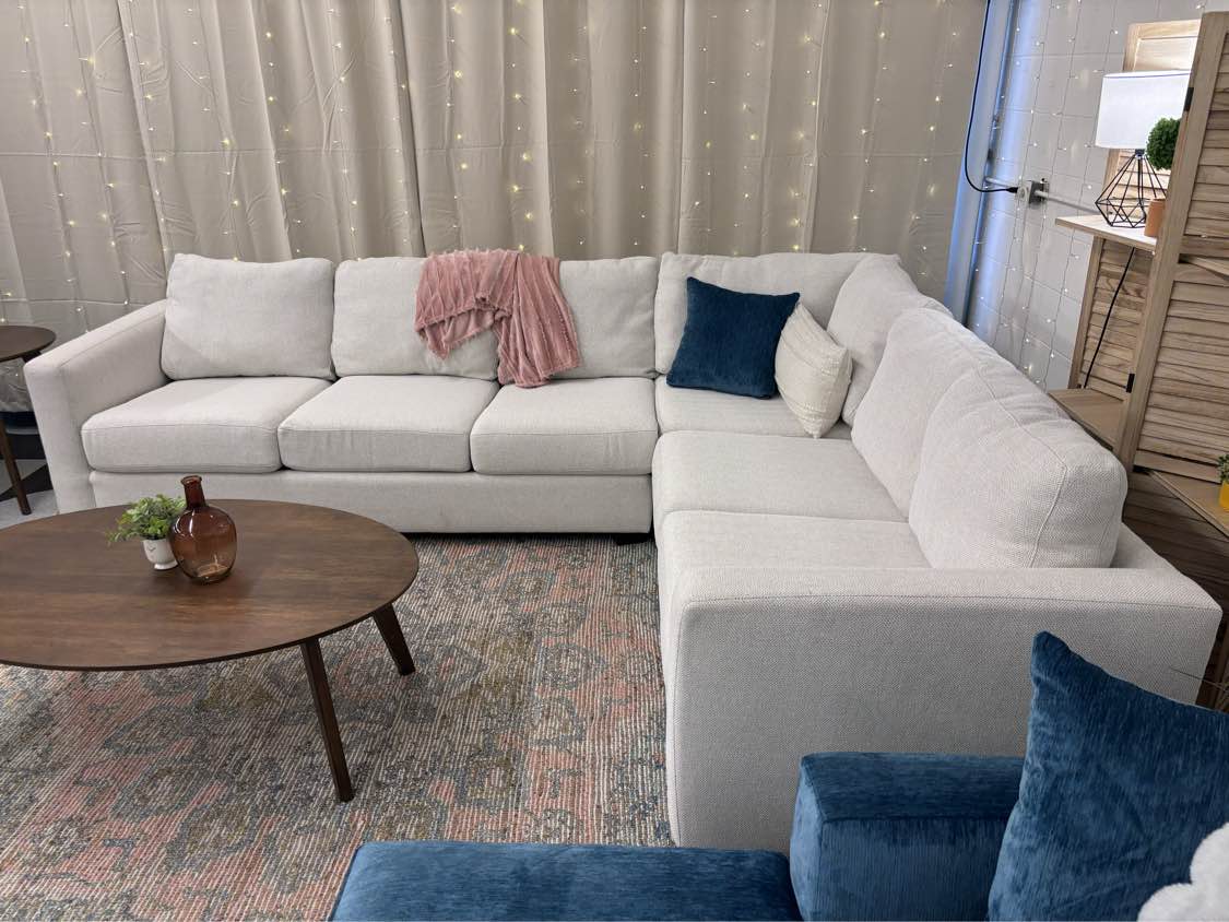 Cream Woven Mayo Furniture L-Shape Sectional - Reclaimed Elegance