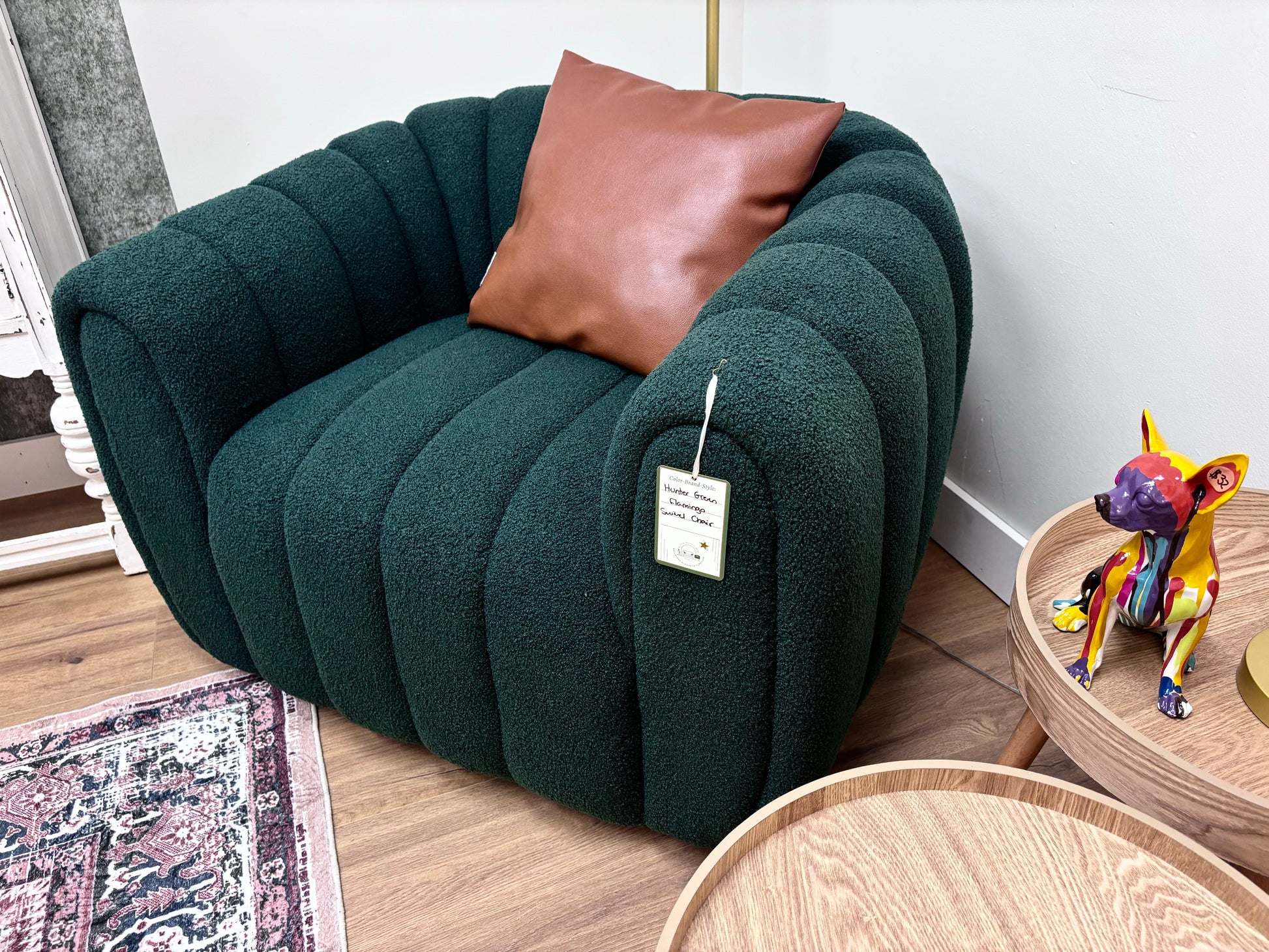 Hunter Green Flamingo Swivel Chair - Reclaimed Elegance