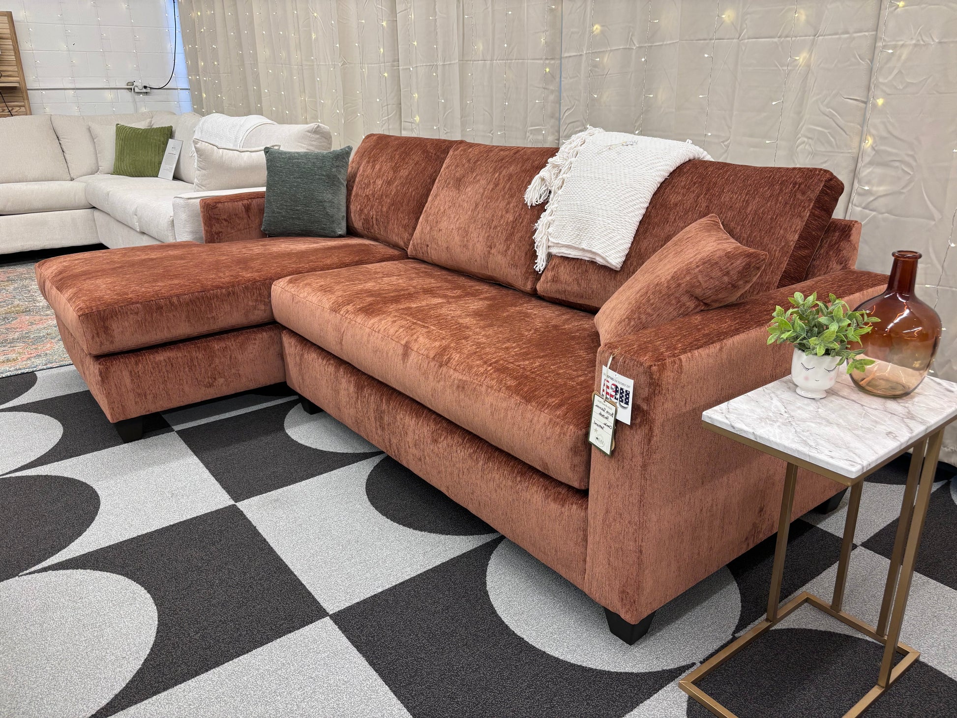 Burnt Sienna Harpeth Chaise Sectional - Reclaimed Elegance