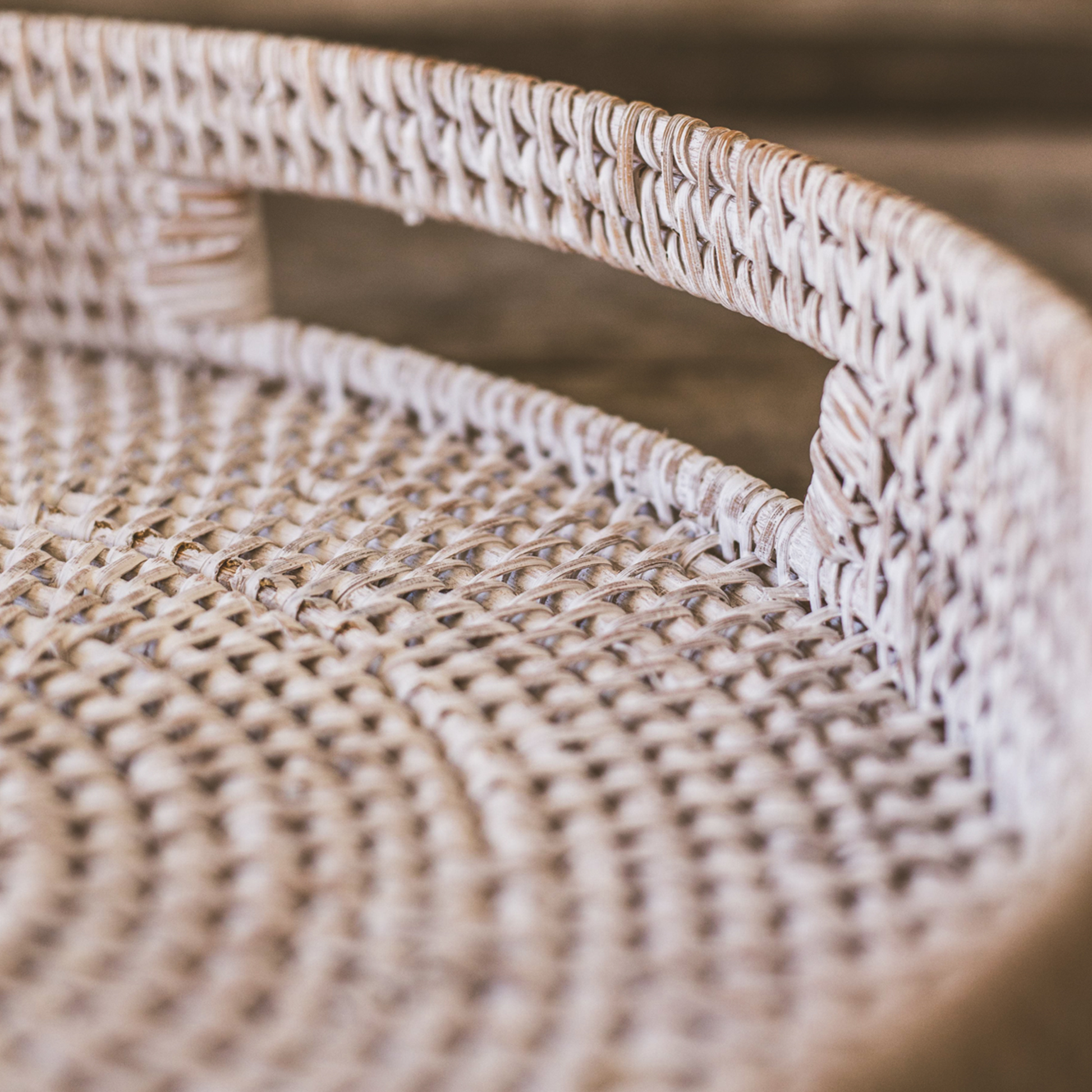 Round Rattan Tabletop Decor: Medium - Reclaimed Elegance