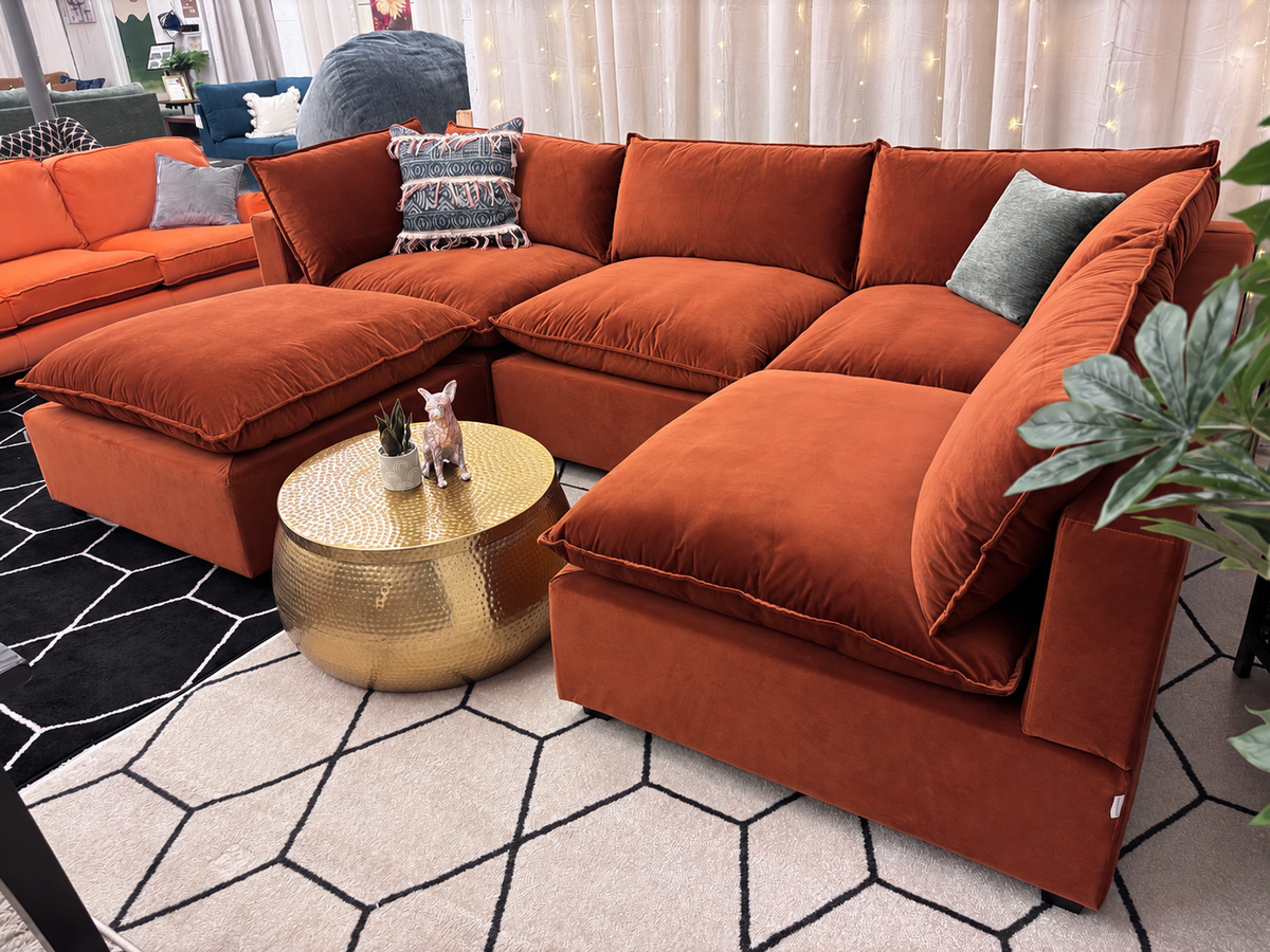 Rust Red Velvet Luna Modular Cloud Sectional