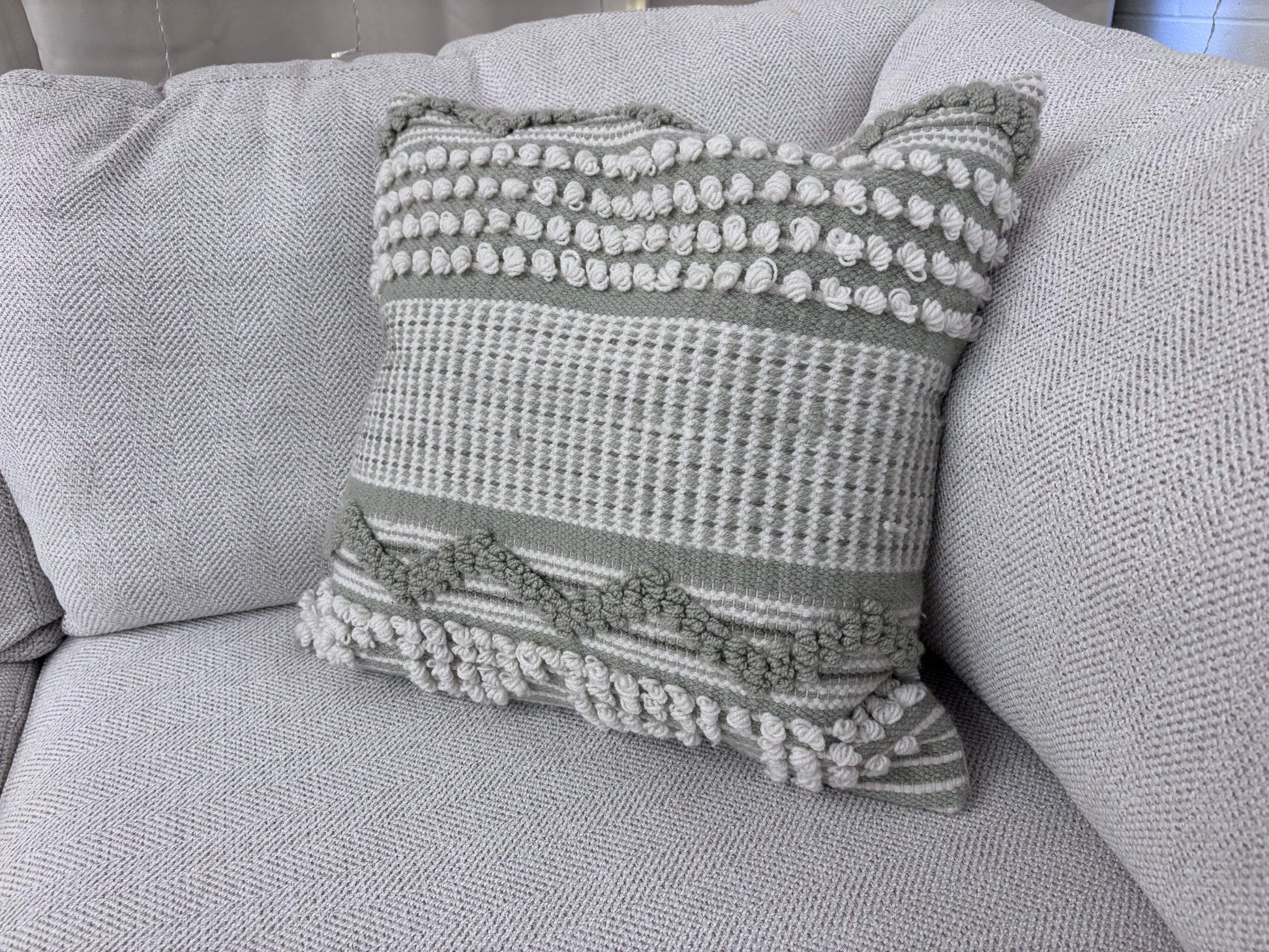 Cream & Taupe Patterned Pillow - Reclaimed Elegance