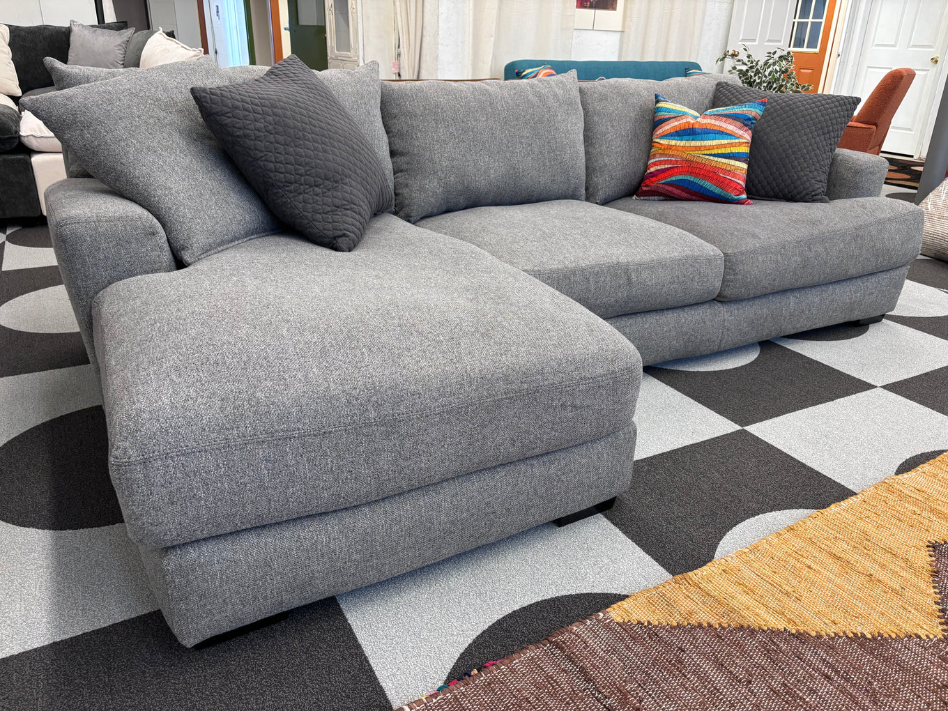 Stone Grey Franklin Furniture Left-Facing Chaise Sectional