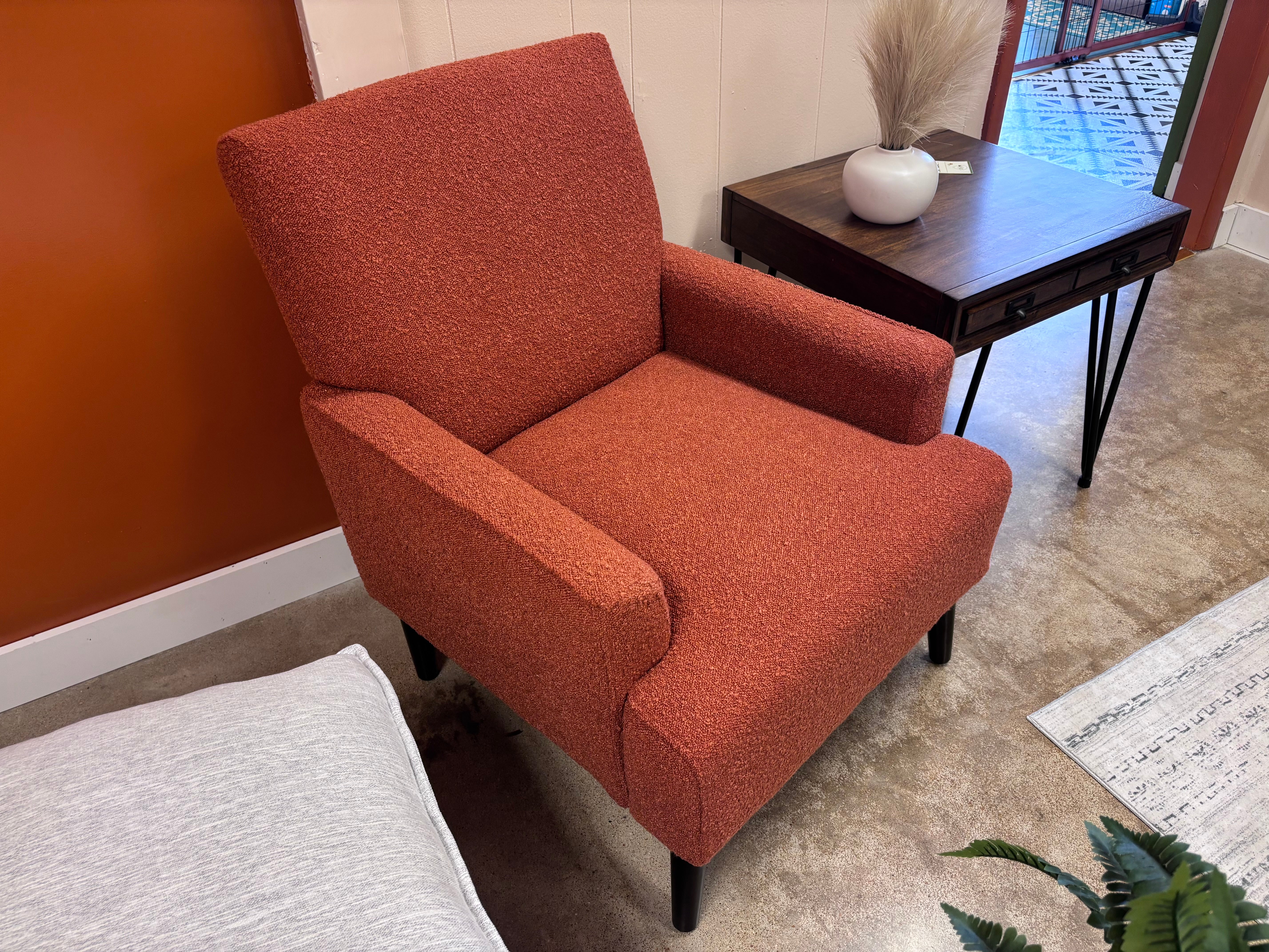 Orange Boucle' Kiwi Armchair - Reclaimed Elegance