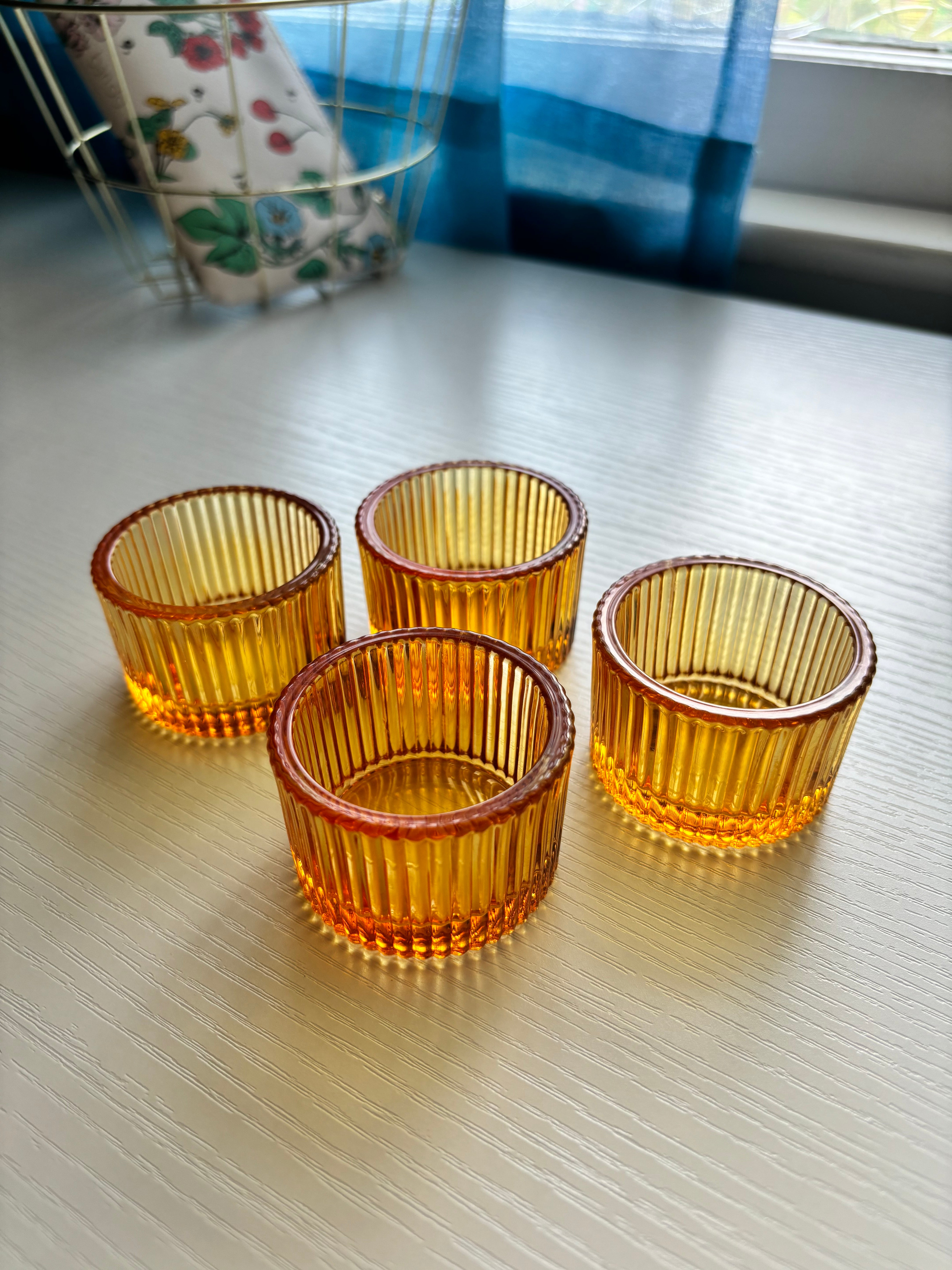 Orange Crystal Candle Holder Set