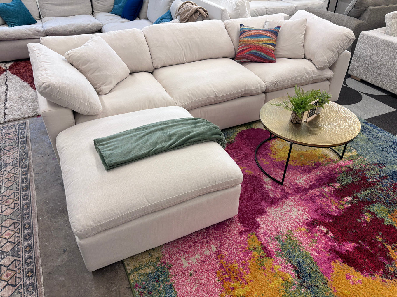 Cream Cloud 9 Modular Sofa + Ottoman