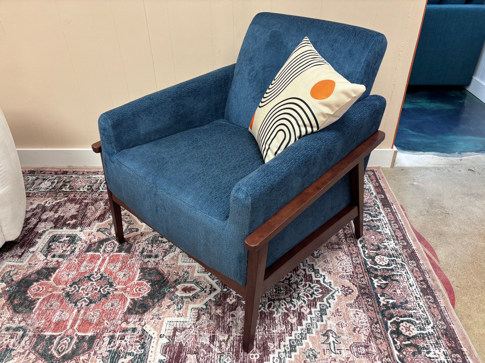 Cerulean Blue Ava Armchair - Reclaimed Elegance