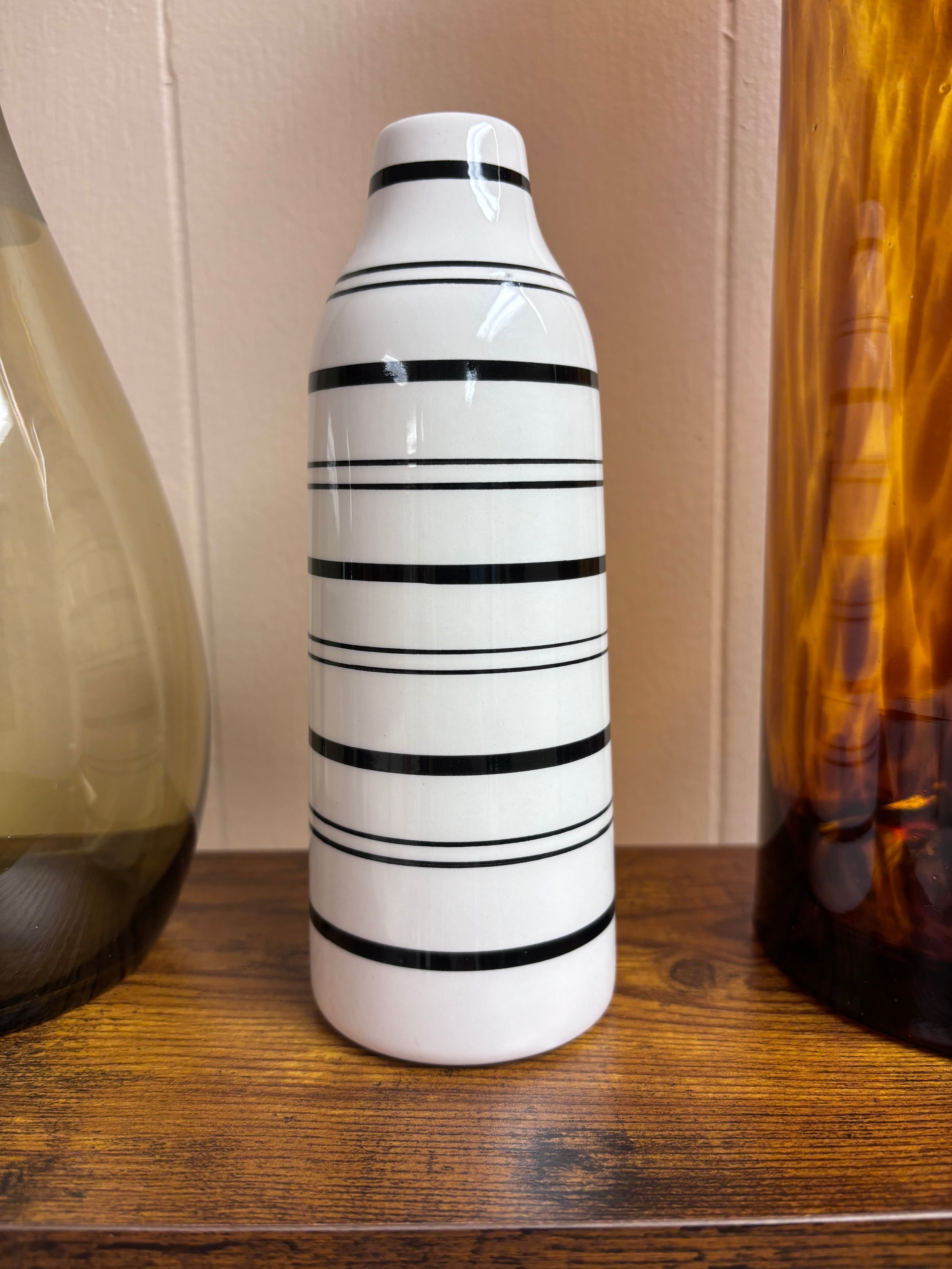 White and Black Striped Vase