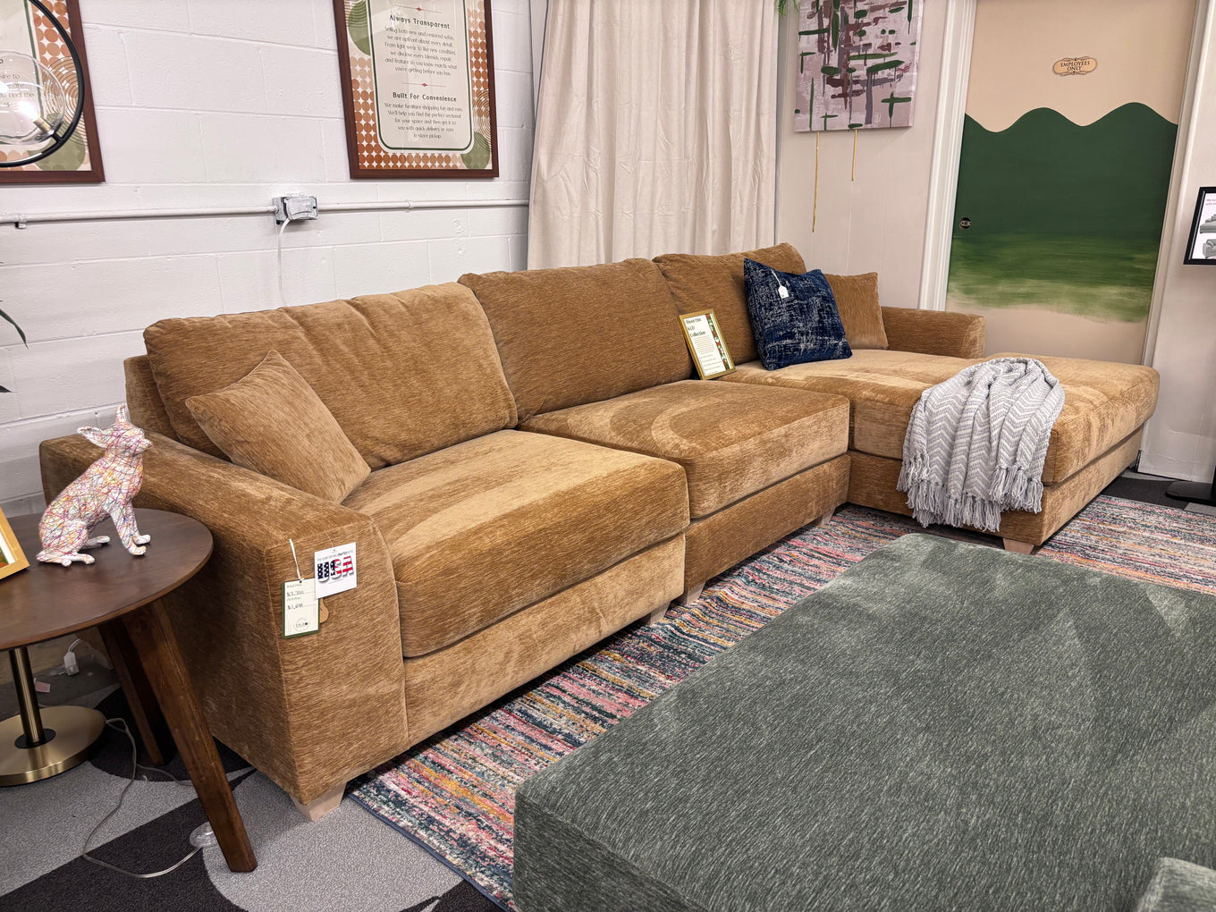 Nougat Beaman 3 Piece Chaise Sectional