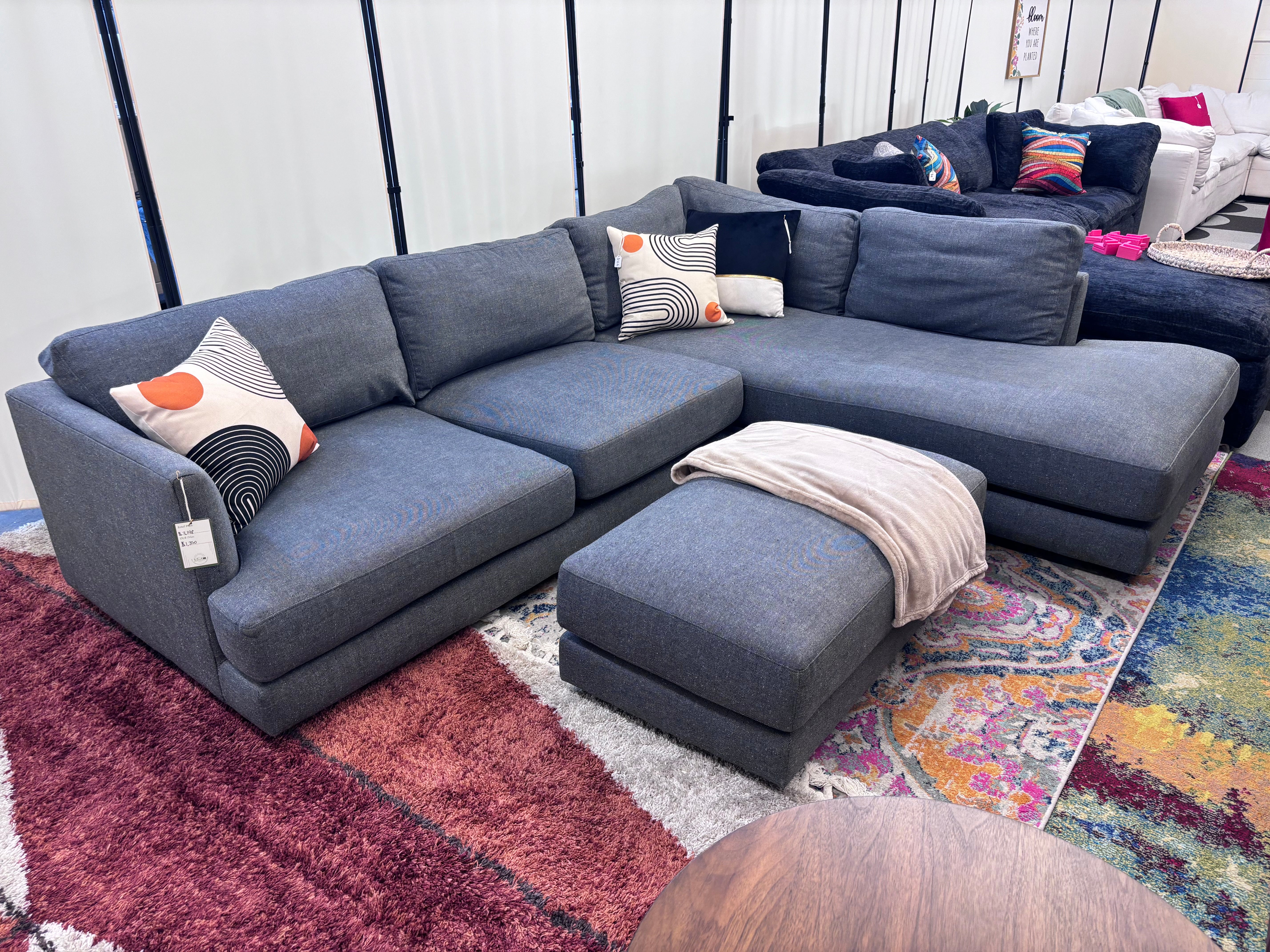 Pewter Grey West Elm Haven Right-Facing Sectional