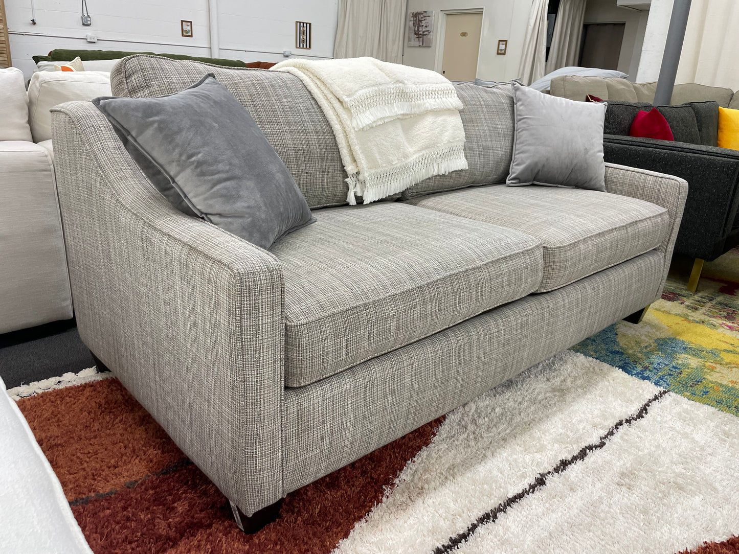 Light Grey Patterned Loveseat