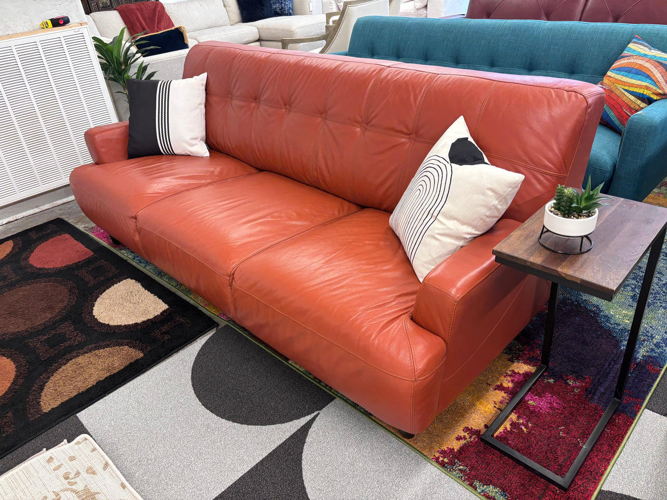Apricot Cider Haverty's Leather Sofa