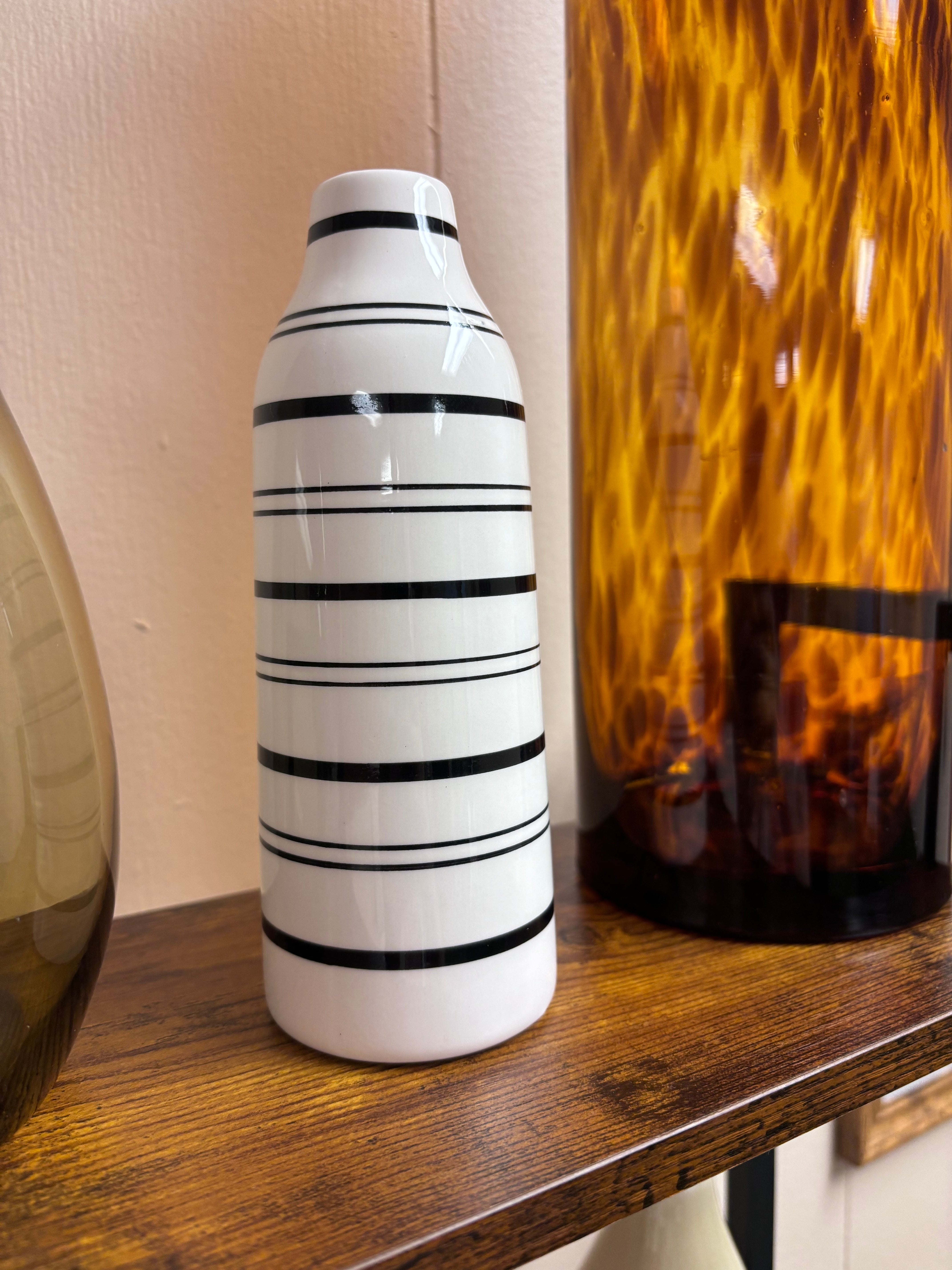 White and Black Striped Vase
