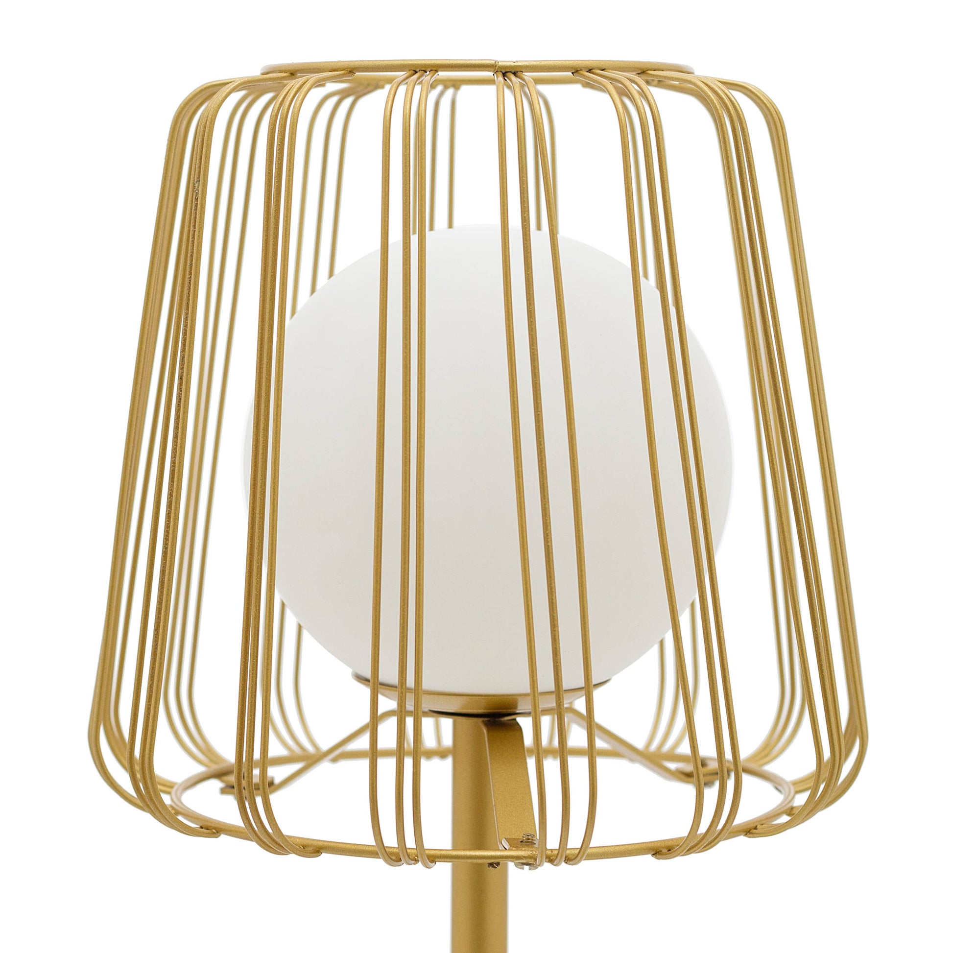 Gold Lucai Caged Globe Shade Table Lamp - Reclaimed Elegance
