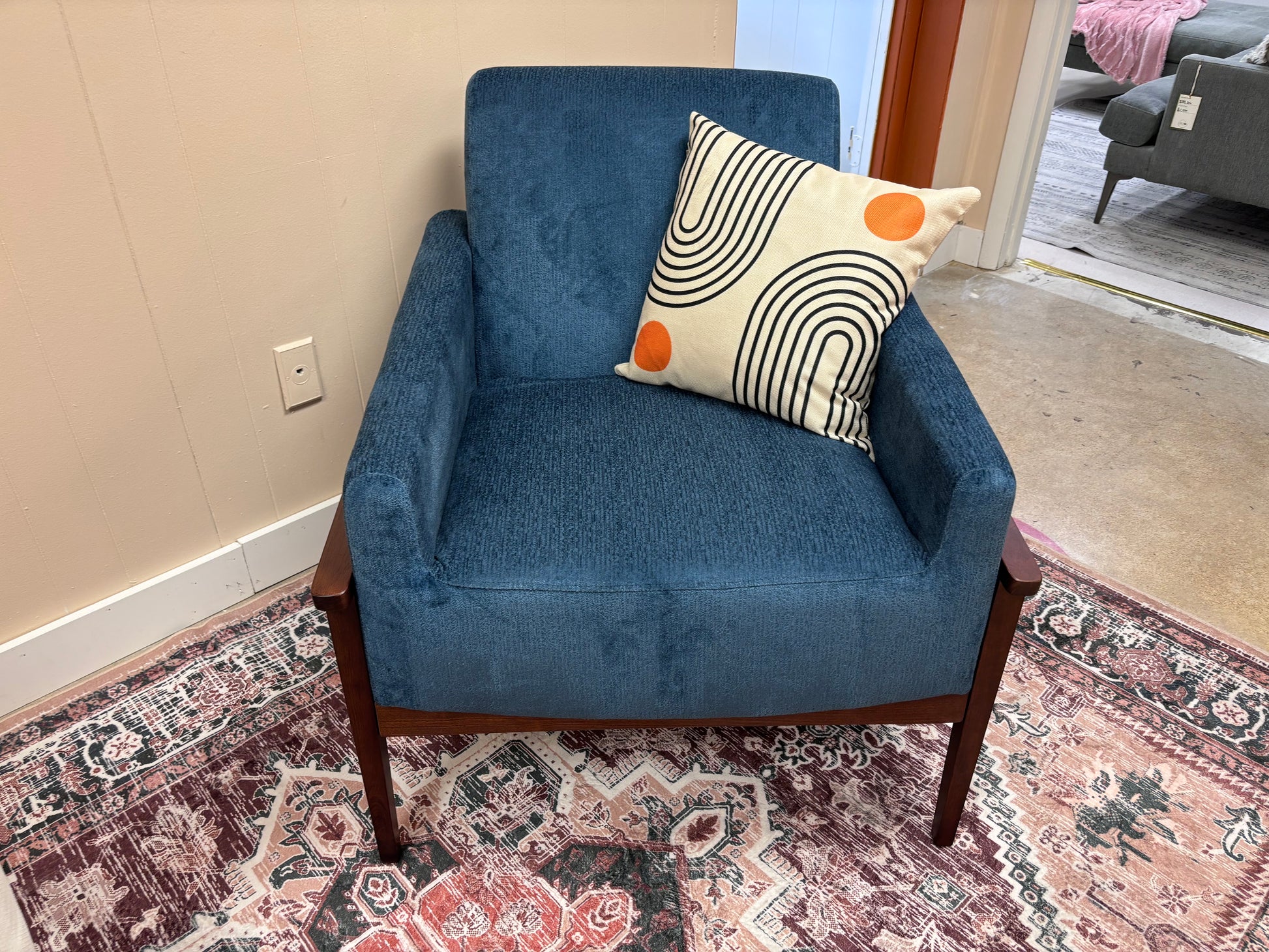 Cerulean Blue Ava Armchair - Reclaimed Elegance