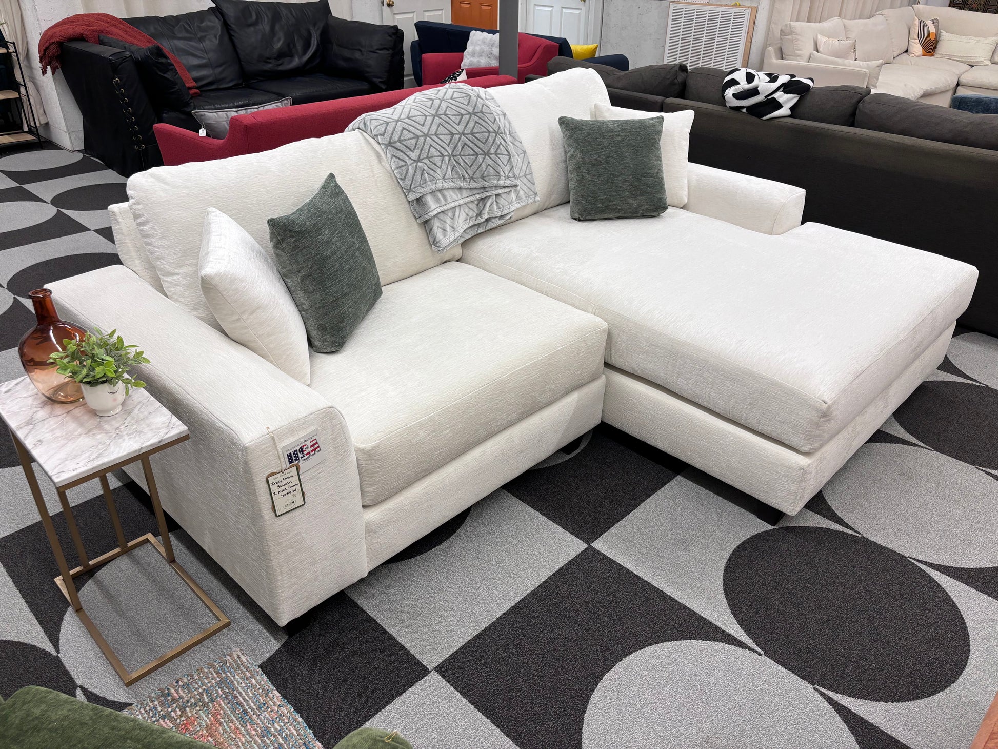 Ivory Cream Beaman 2 Piece Chaise Sectional - Reclaimed Elegance