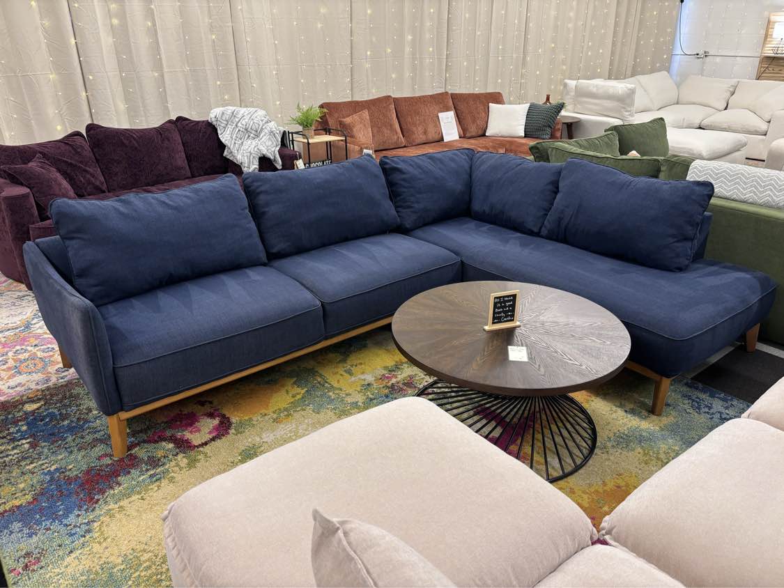 Midnight Blue Macy’s Jolene Right-Facing Chaise Sectional