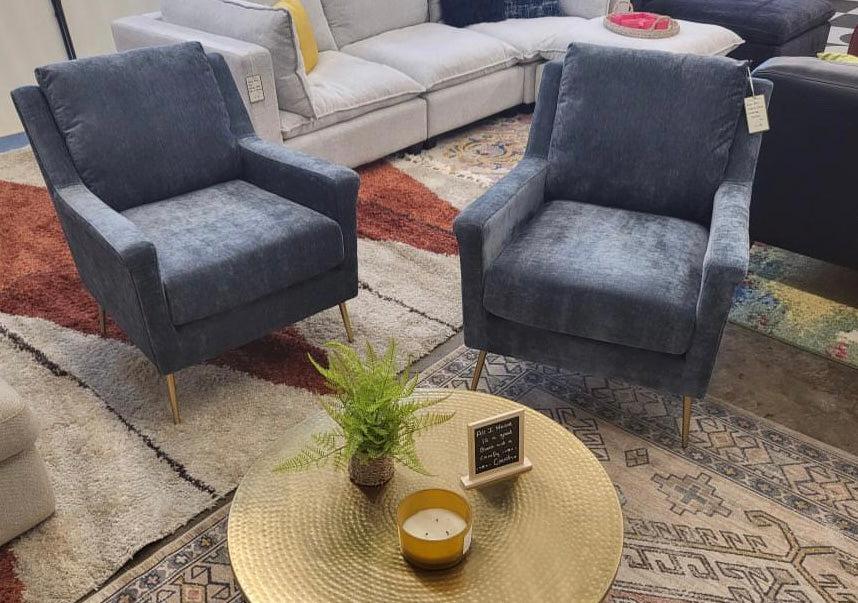 Slate Blue Crushed Velvet Cambridge Armchair - Reclaimed Elegance