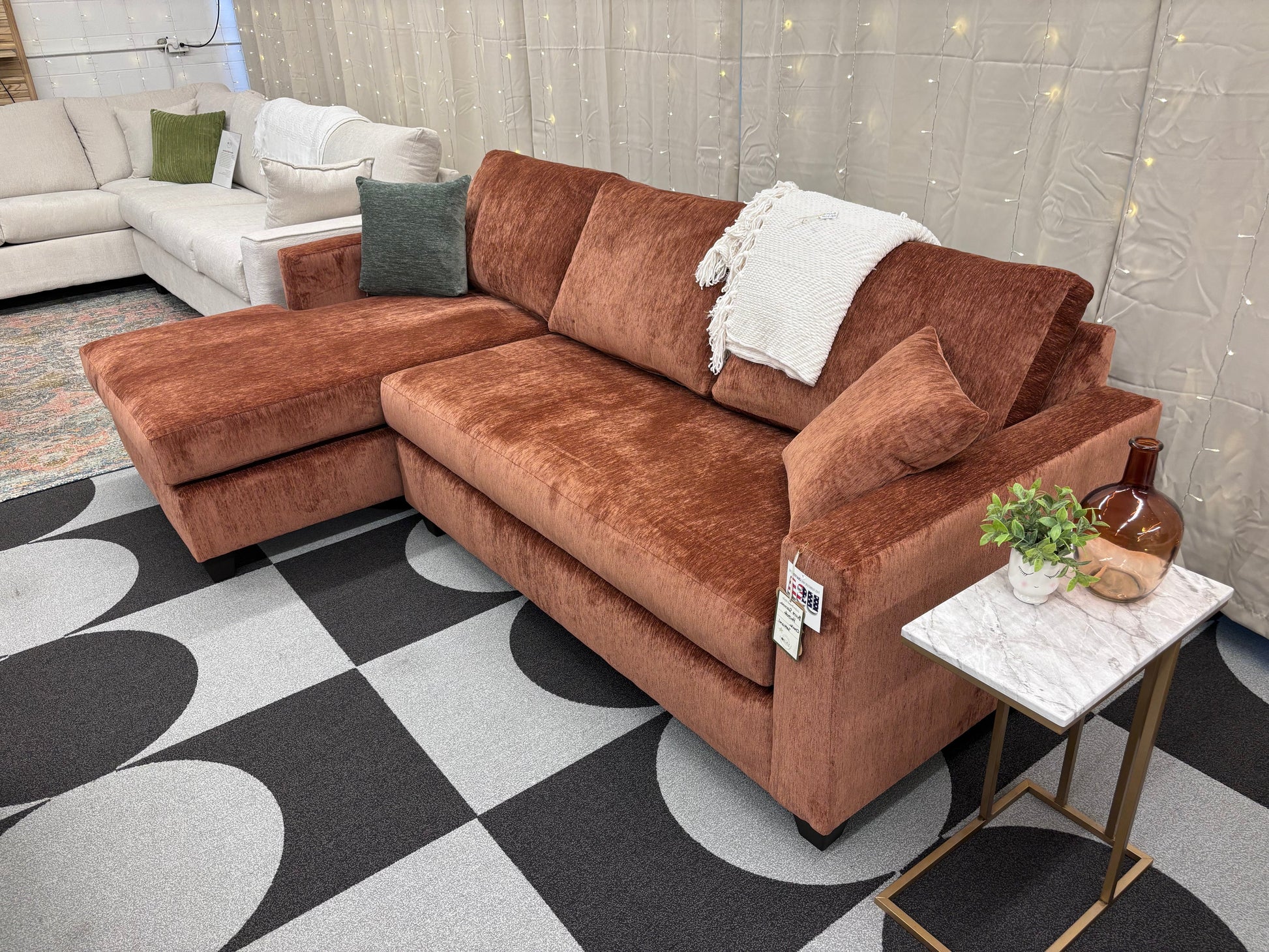 Burnt Sienna Harpeth Chaise Sectional - Reclaimed Elegance