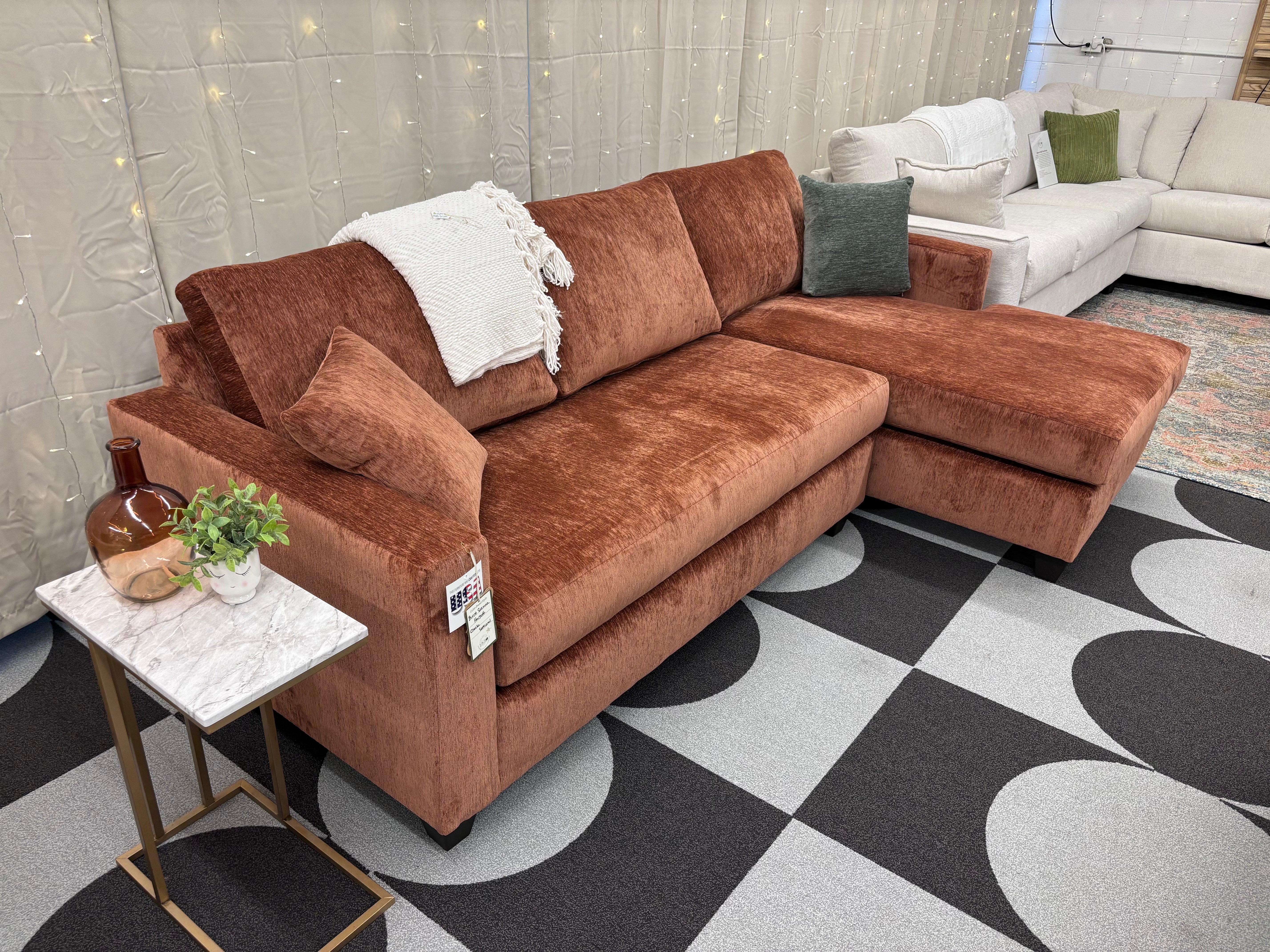 Burnt Sienna Harpeth Chaise Sectional - Reclaimed Elegance