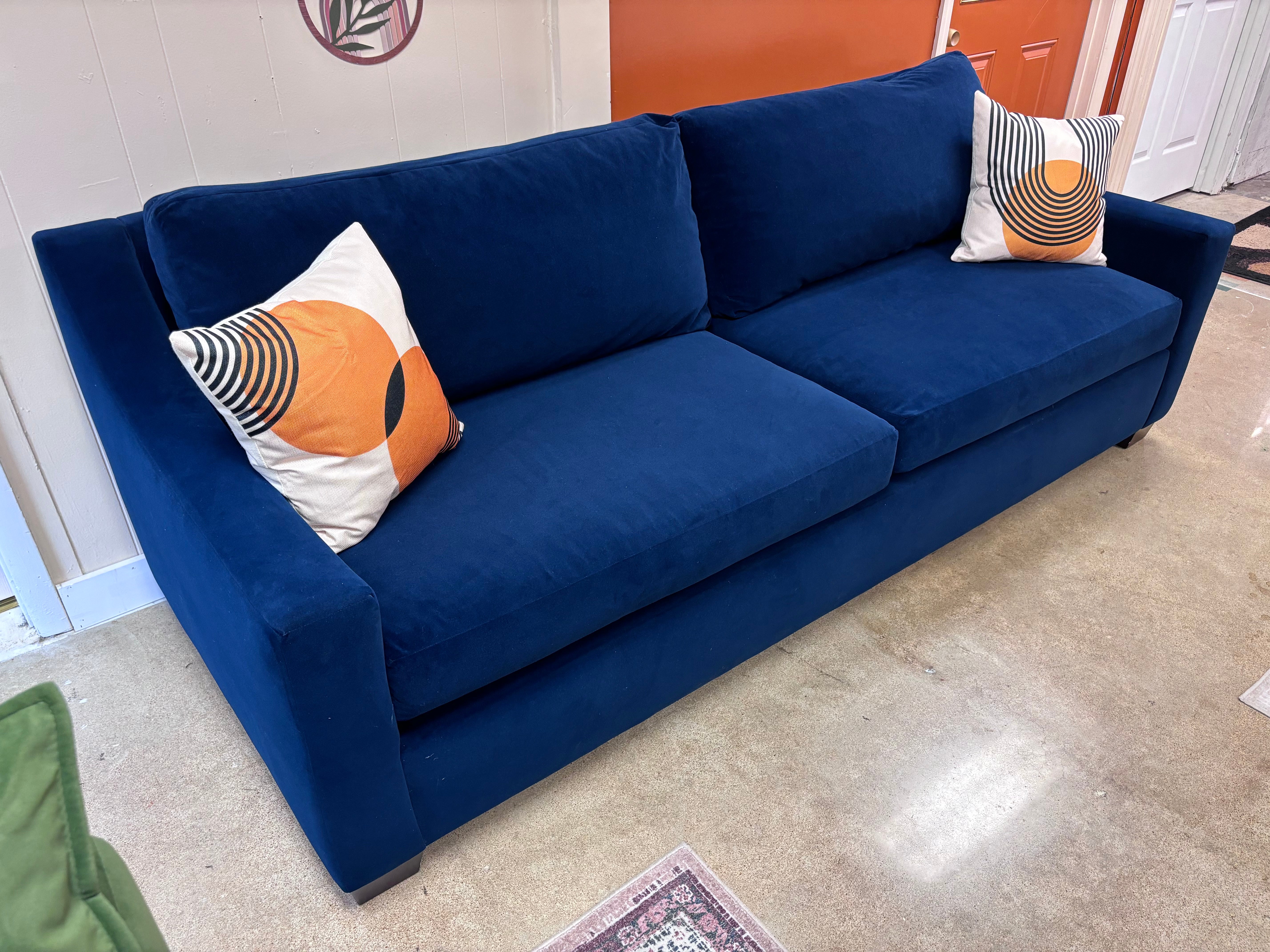 Ink Blue Velvet Pottery Barn York Sofa