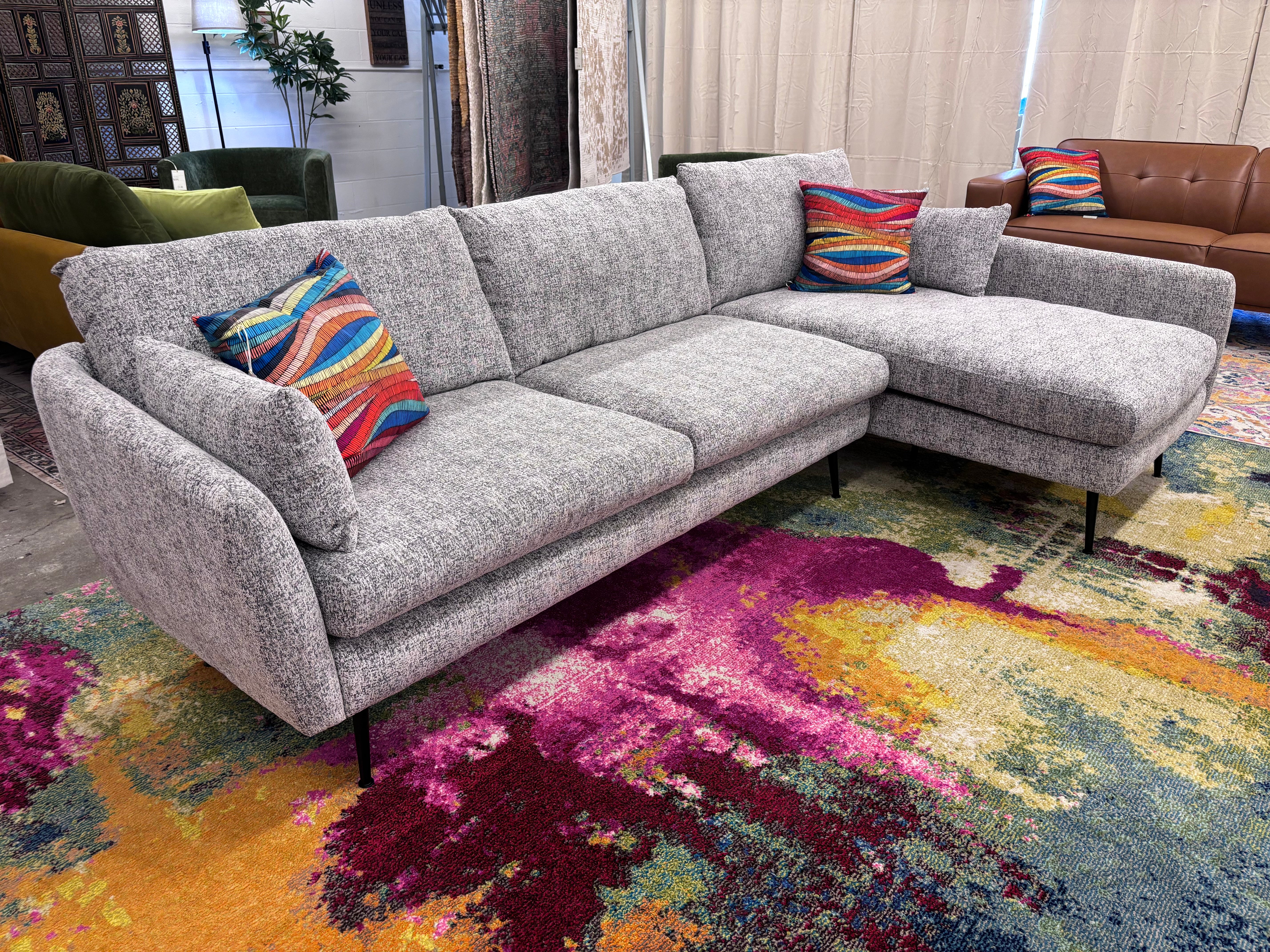 Light Grey Park Right Facing Sectional - Reclaimed Elegance