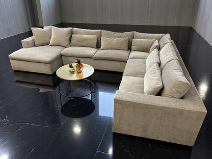 Pearl Grey Distressed Velvet West Elm Harmony U-Shape Sectional