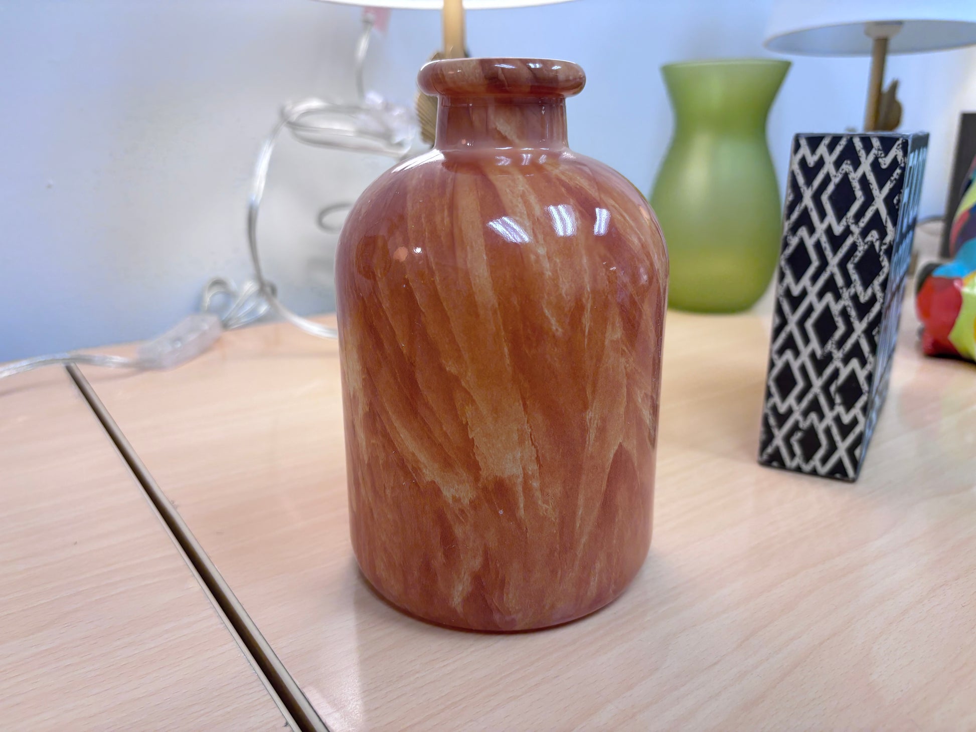 Orange Watercolor Vase - Reclaimed Elegance