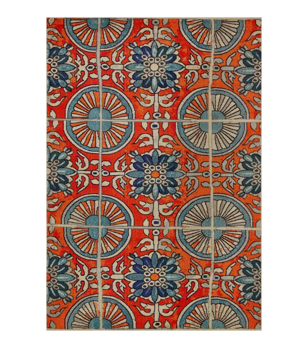Orange 7'10x10' Estrella Rectangle Rug - Reclaimed Elegance