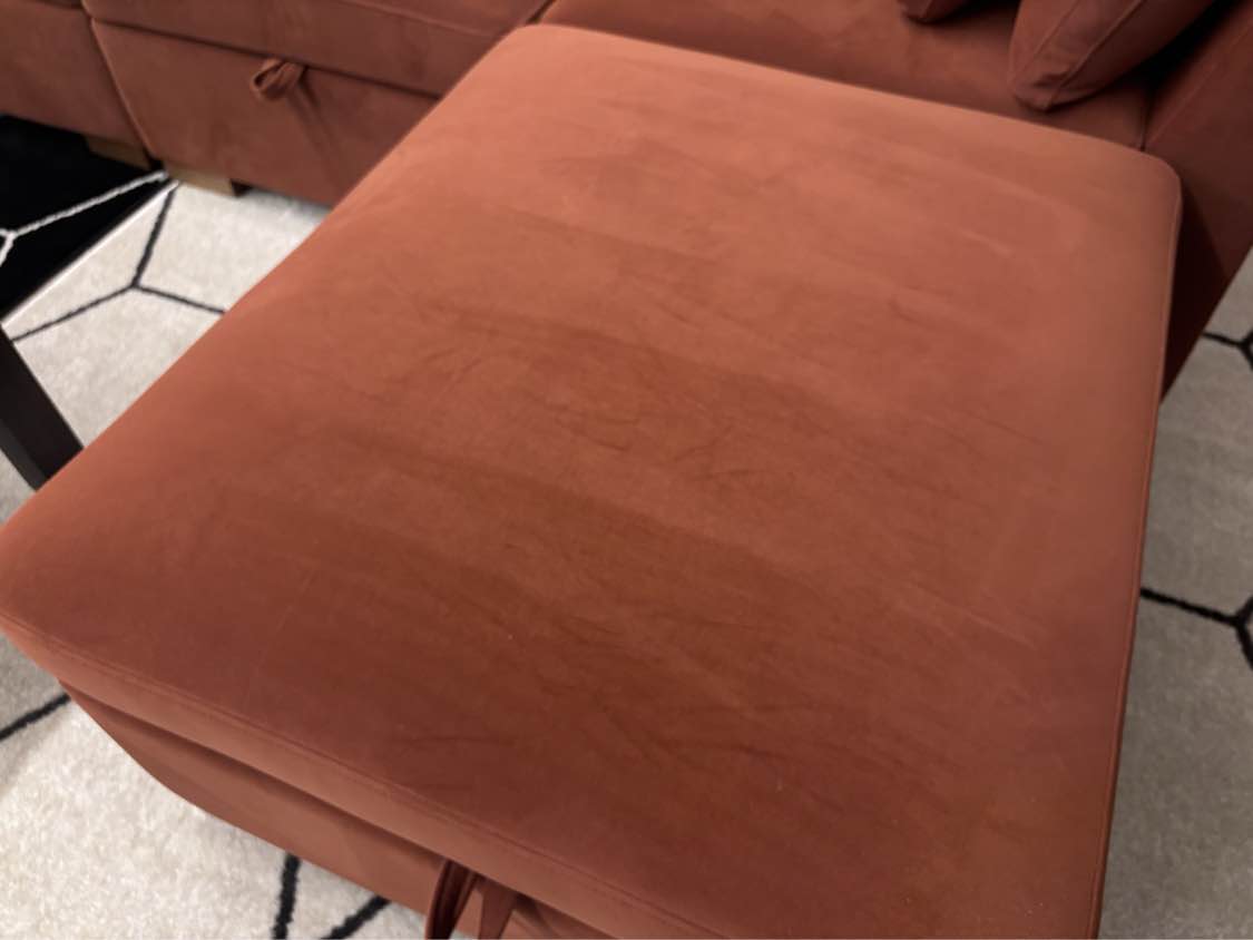 Rust Velvet World Market Montclair Modular Sofa + Storage Ottoman - Reclaimed Elegance