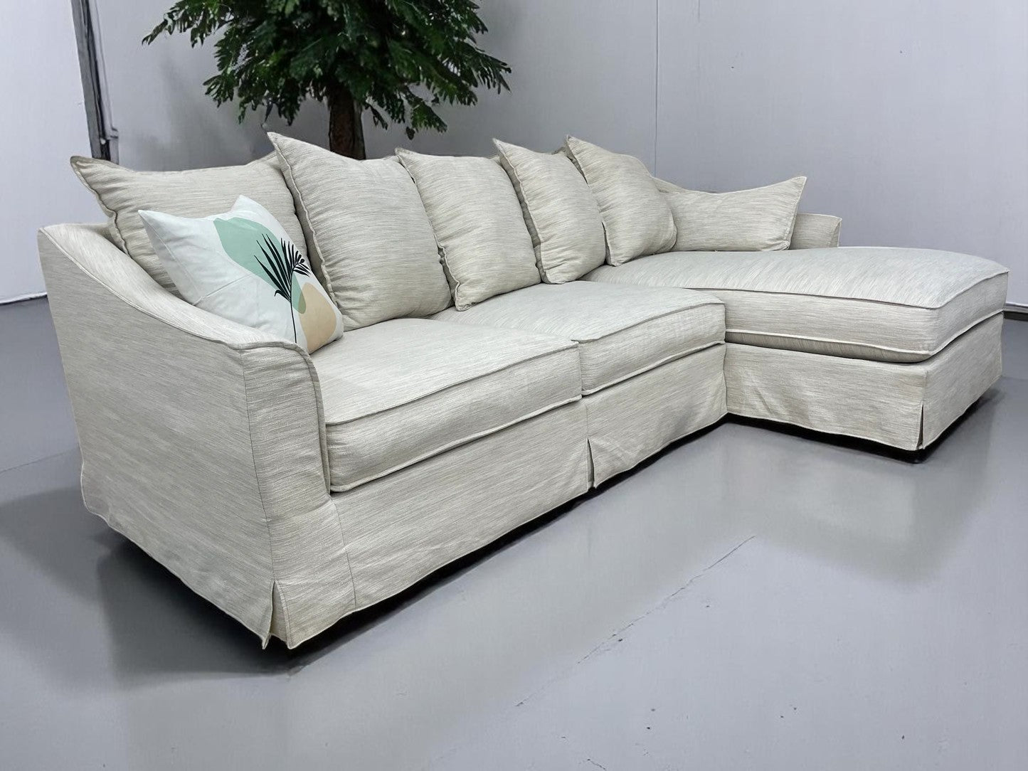 Beige Brook Cumulus Collection by American Signature Skirted Right-Facing Sectional