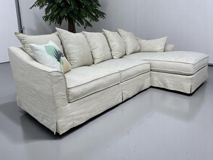 Beige Brook Cumulus Collection by American Signature Skirted Right-Facing Sectional