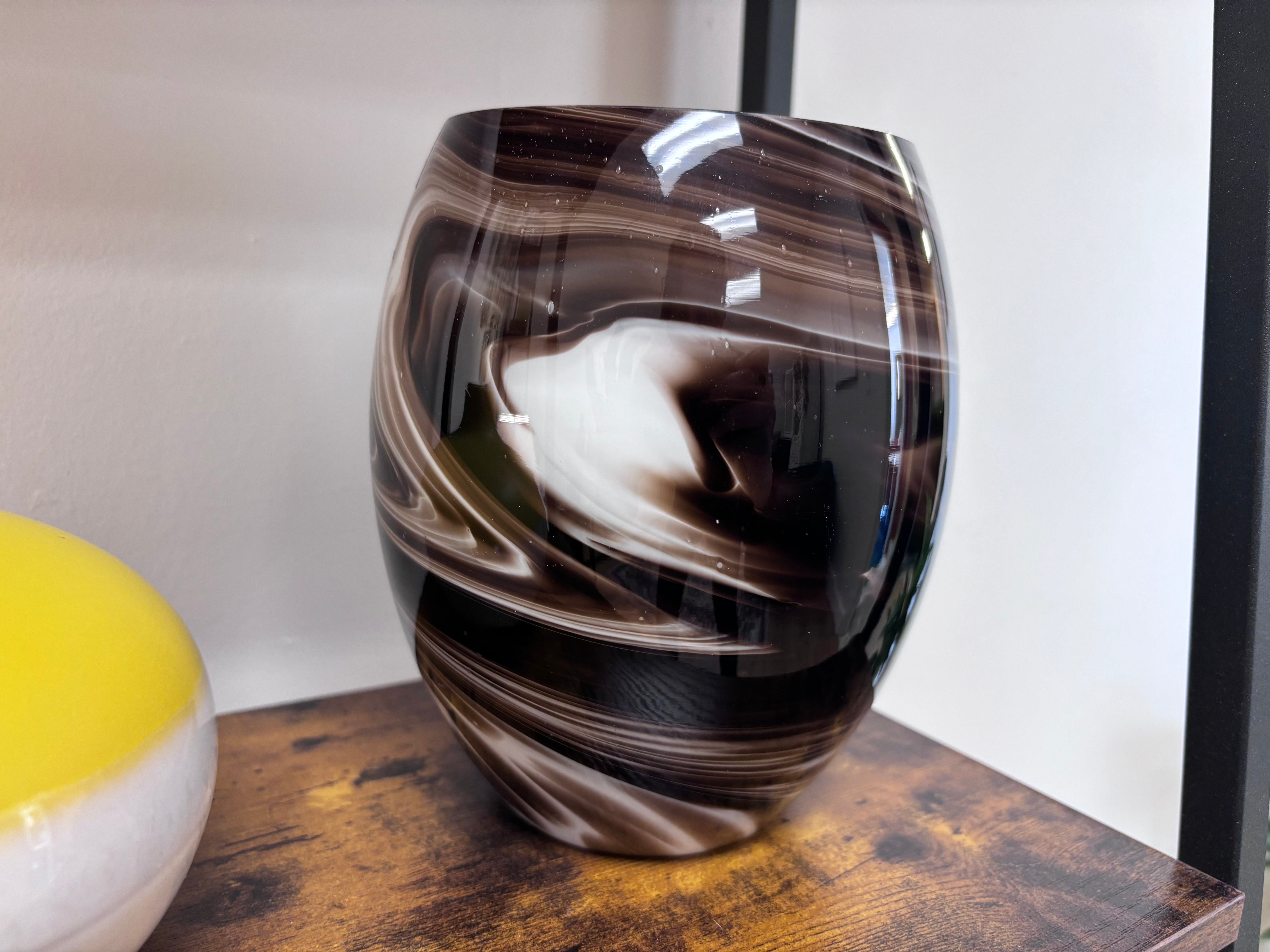 Retro Chocolate Swirl Vase - Reclaimed Elegance