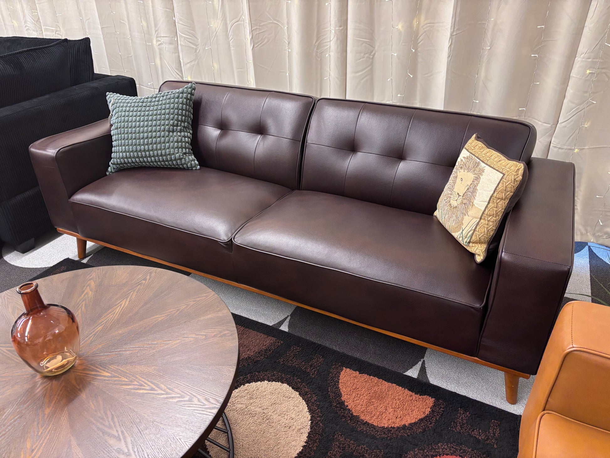 Walnut Vegan Leather Destiny Sofa - Reclaimed Elegance