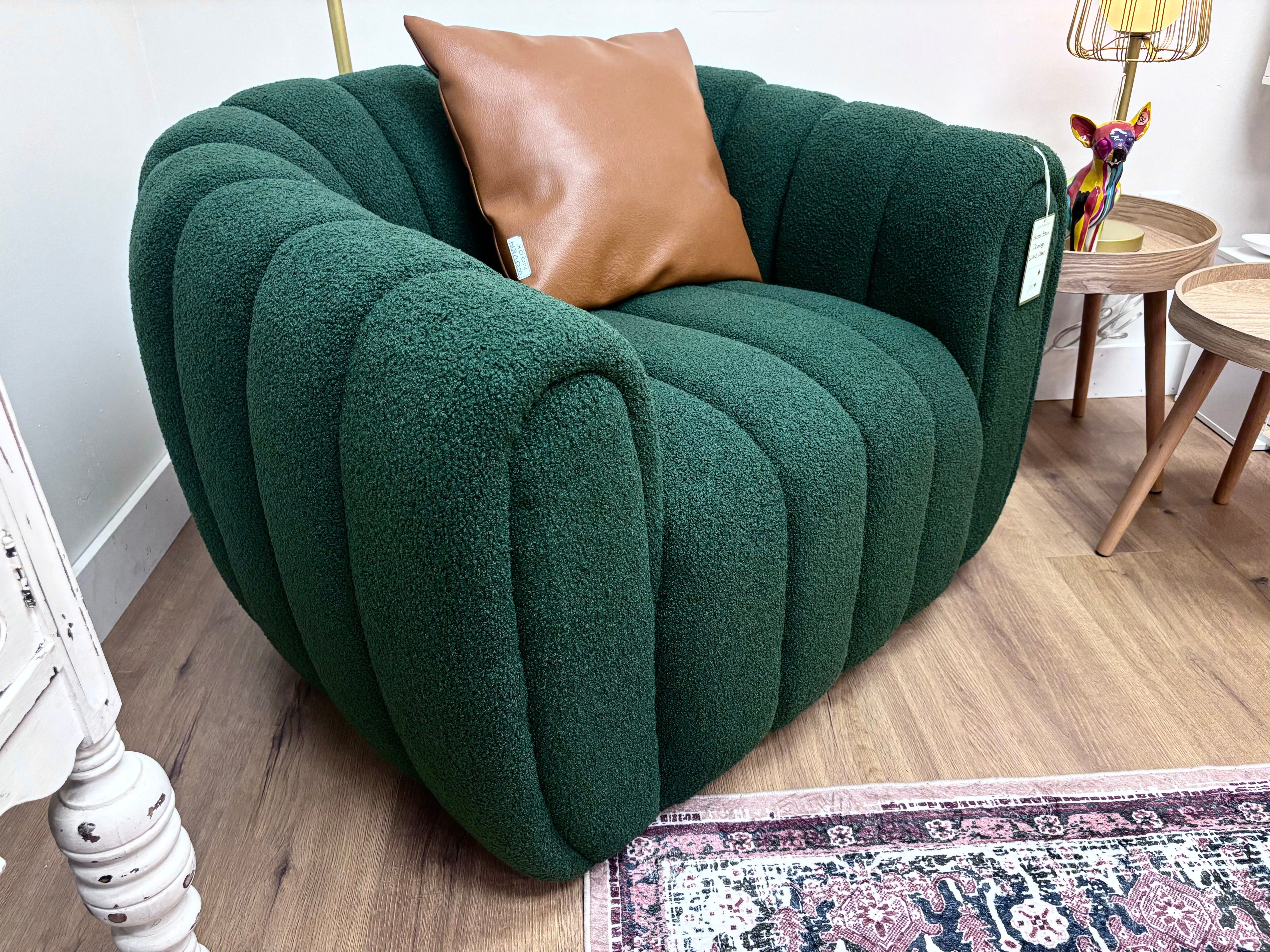 Hunter Green Flamingo Swivel Chair - Reclaimed Elegance