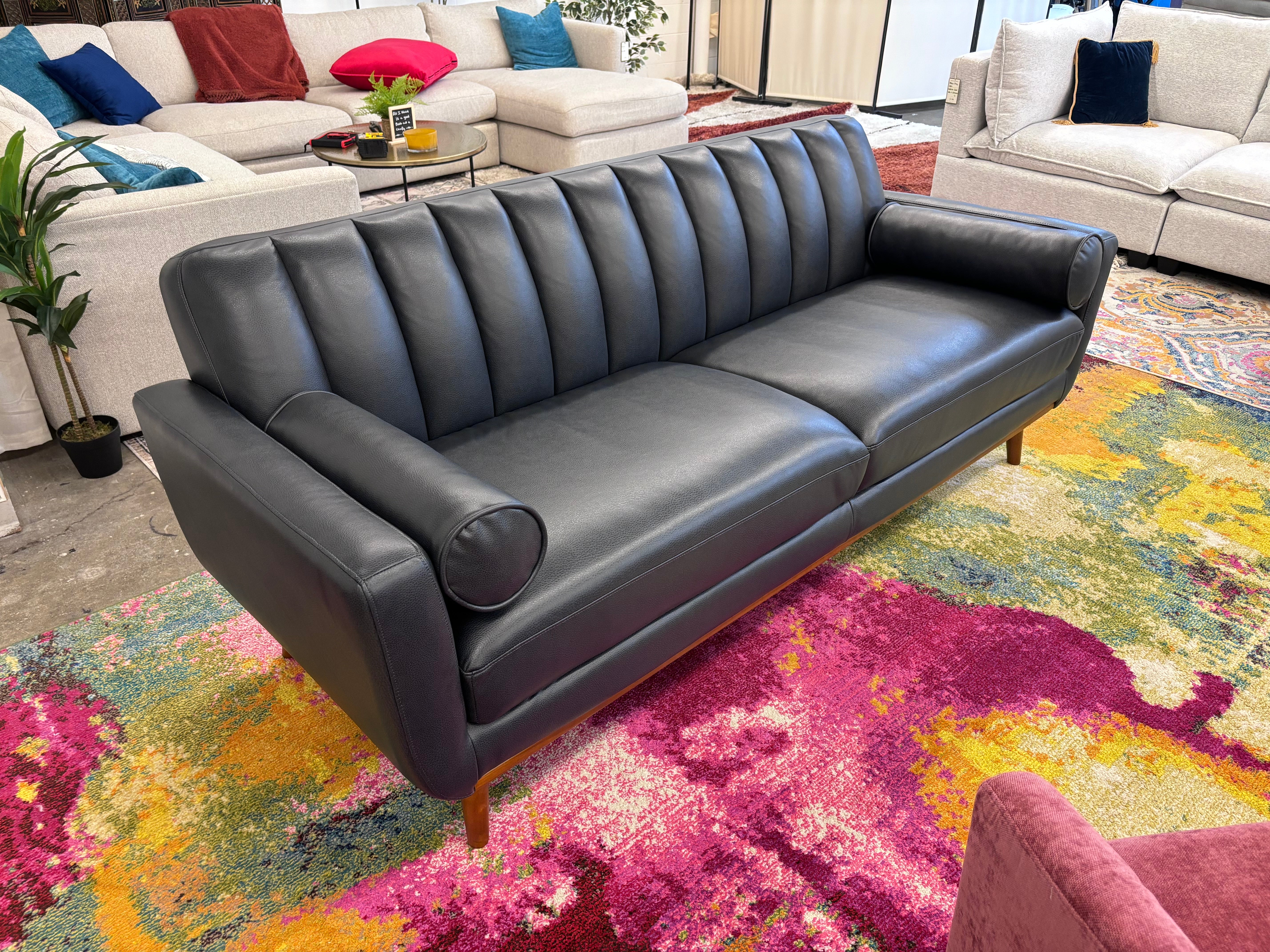 Navy Black Vegan Leather Horizon Sofa