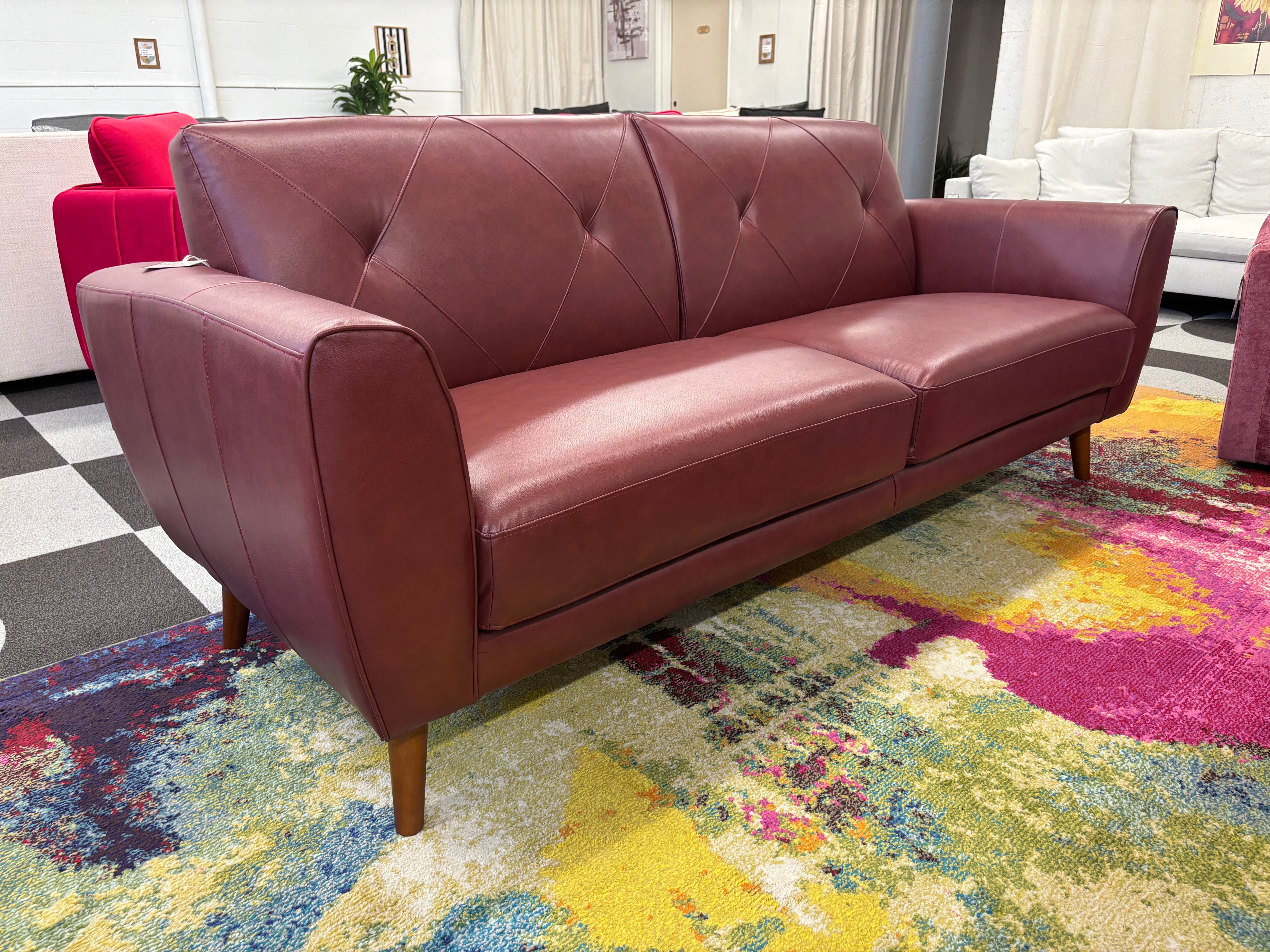Maroon Vegan Leather Sonata Sofa