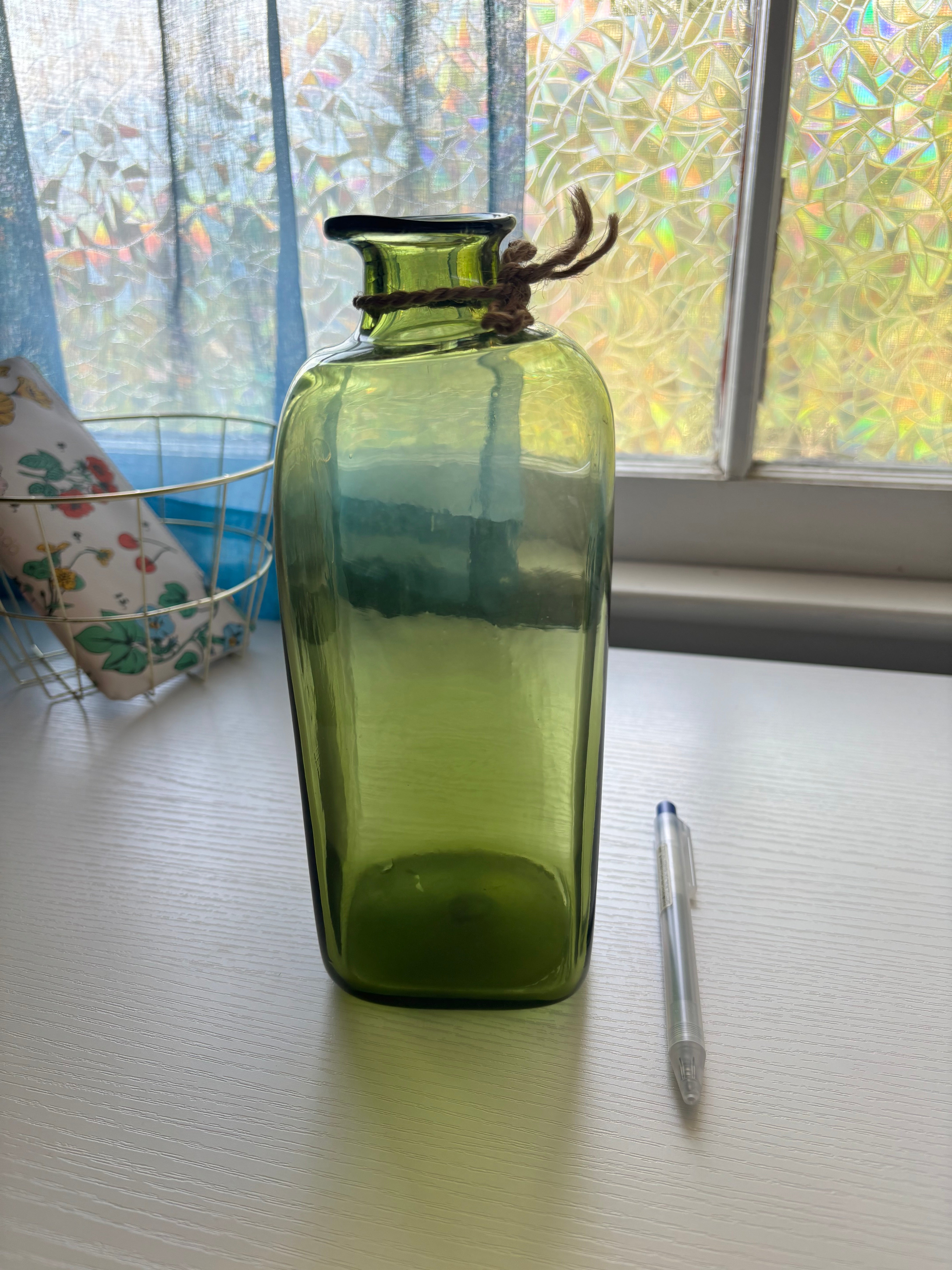 Olive Vase with Ropetie - Reclaimed Elegance