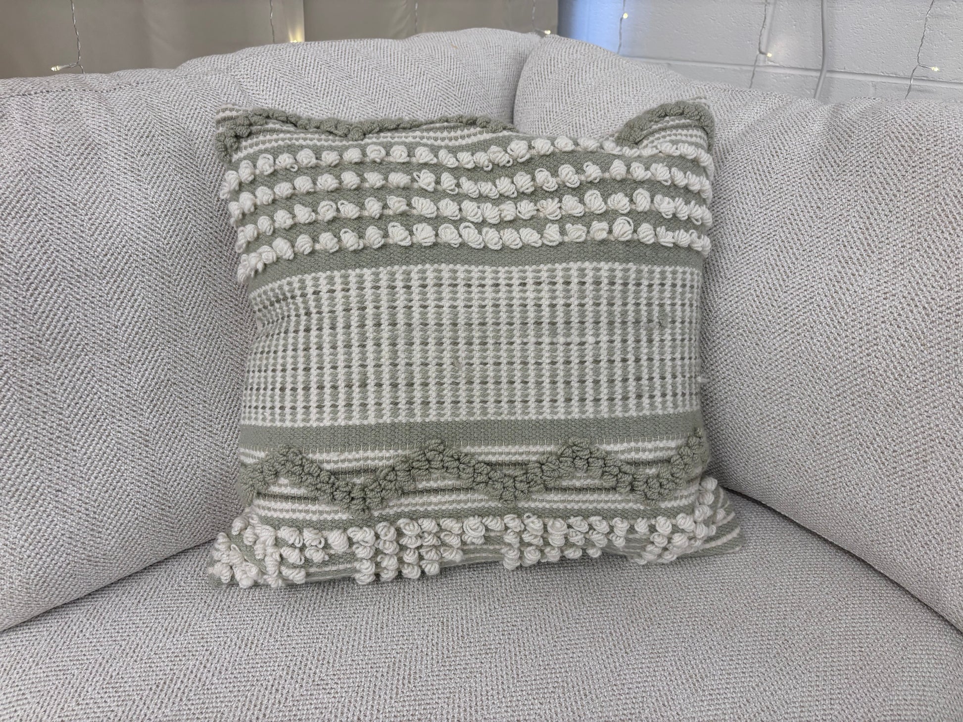 Cream & Taupe Patterned Pillow - Reclaimed Elegance
