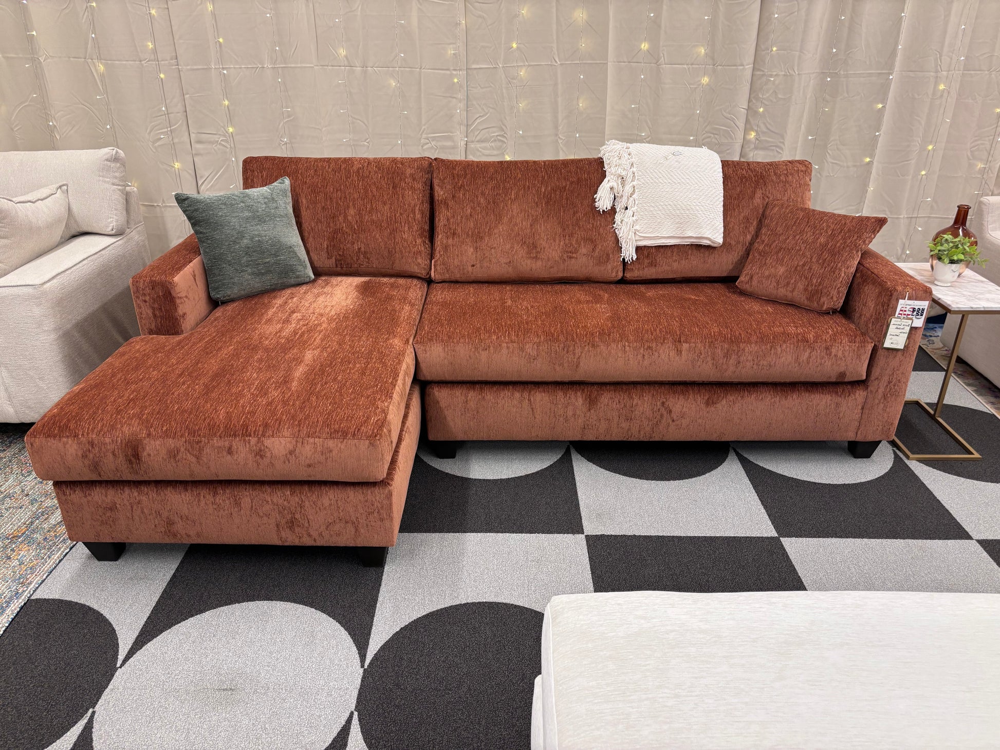 Burnt Sienna Harpeth Chaise Sectional - Reclaimed Elegance