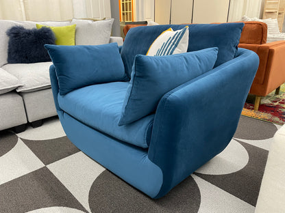 Blue Velvet Park Swivel Chair