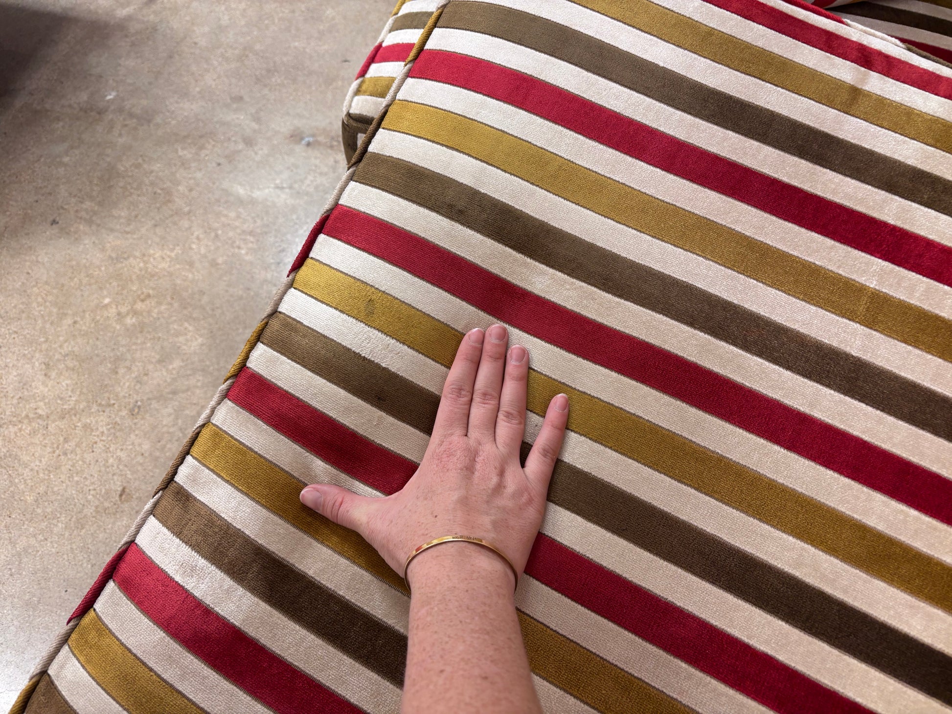 Striped Velvet Vintage 1973 Highland House Sofa - Reclaimed Elegance
