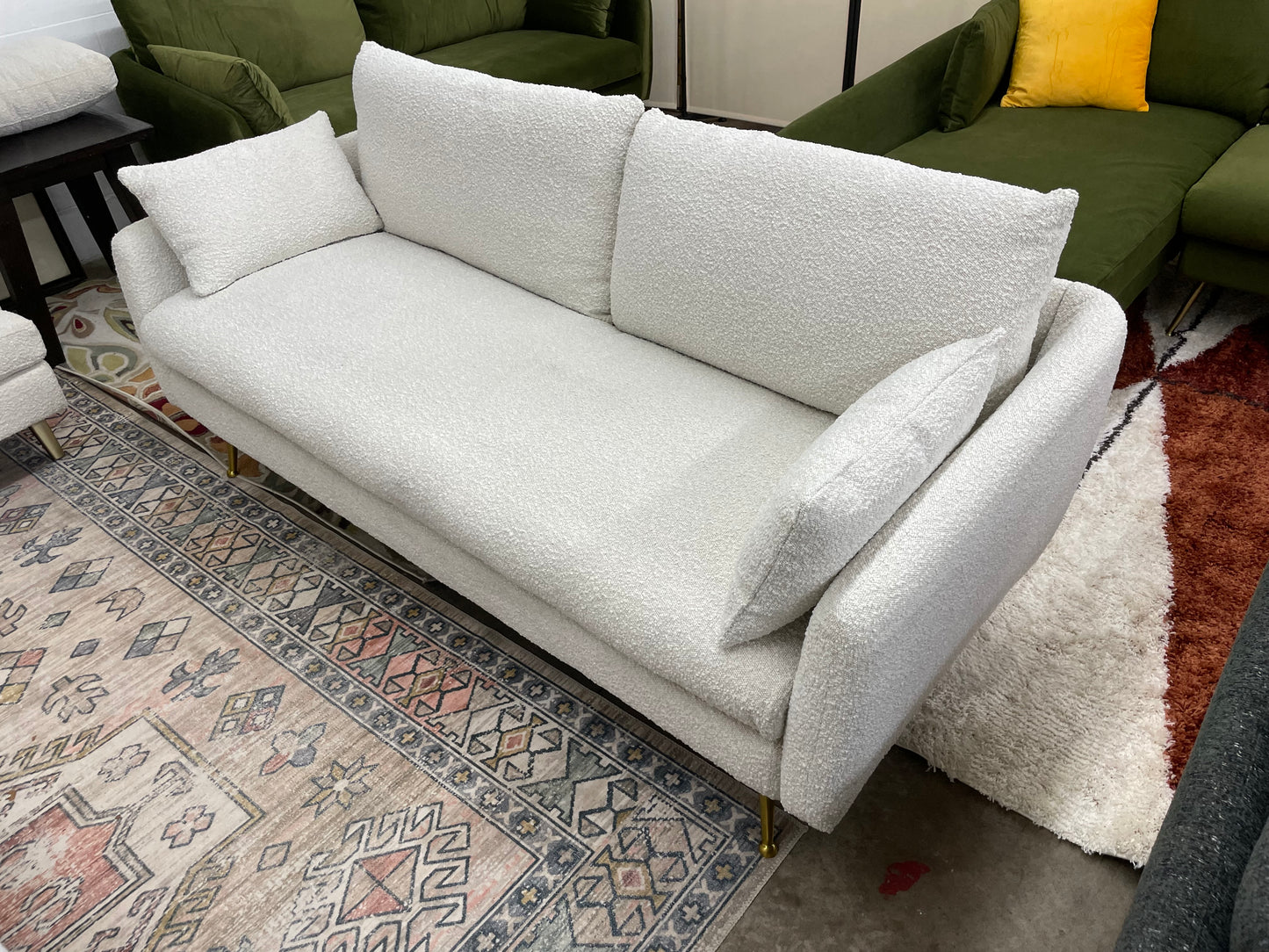 White Boucle' Park Sofa + ottoman