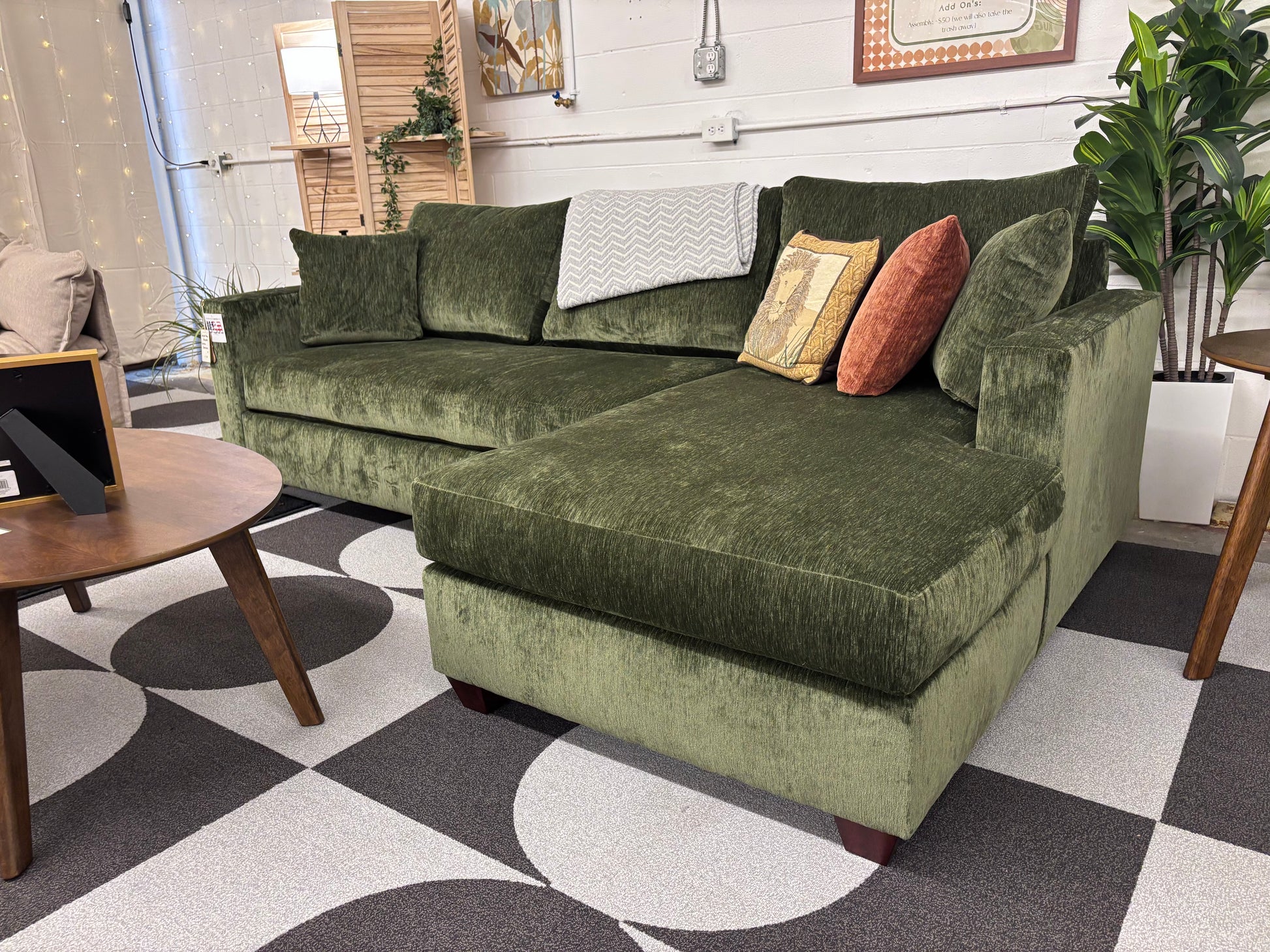 Juniper Green Harpeth Chaise Sectional - Reclaimed Elegance