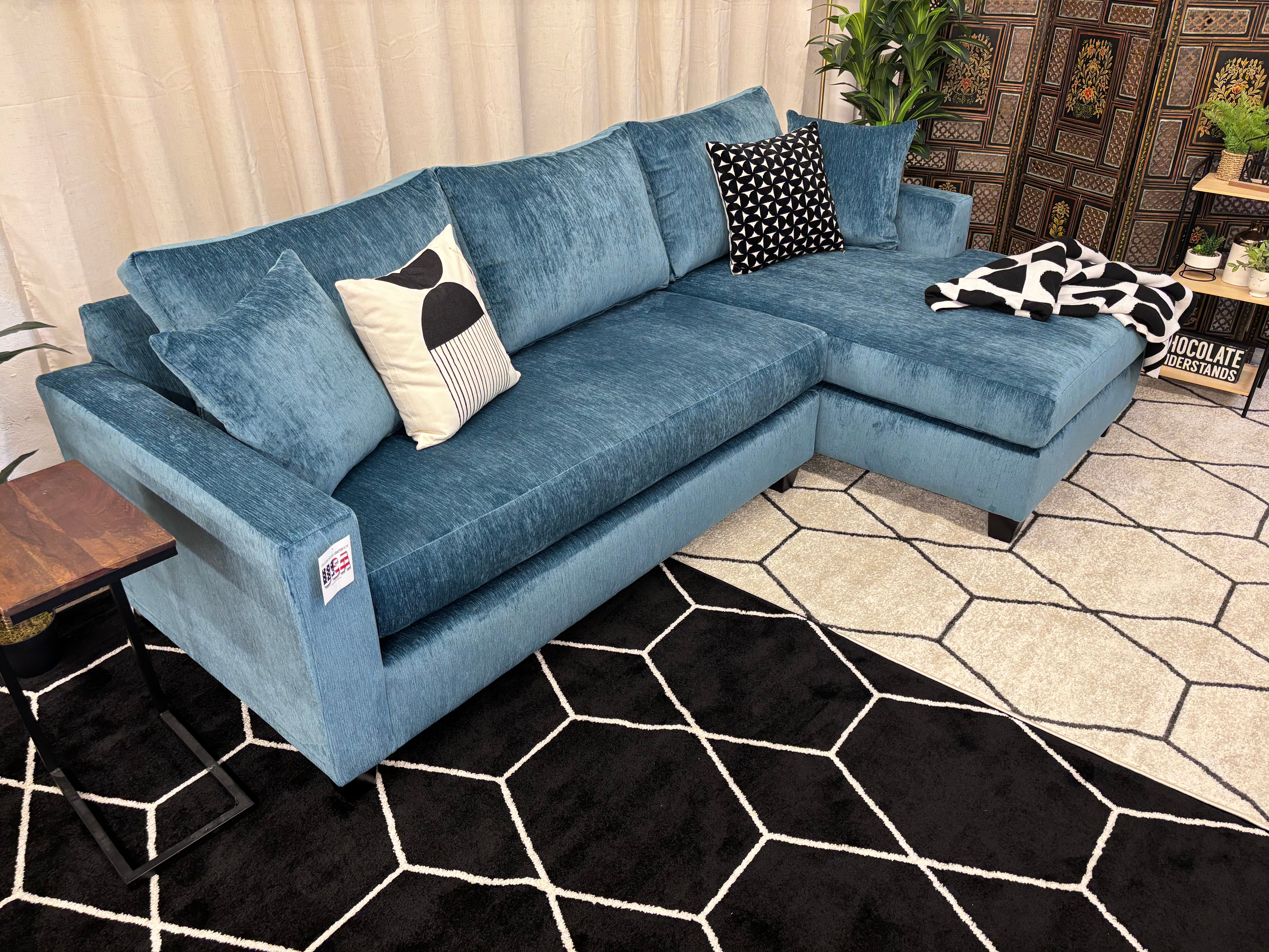 Teal Harpeth Chaise Sectional