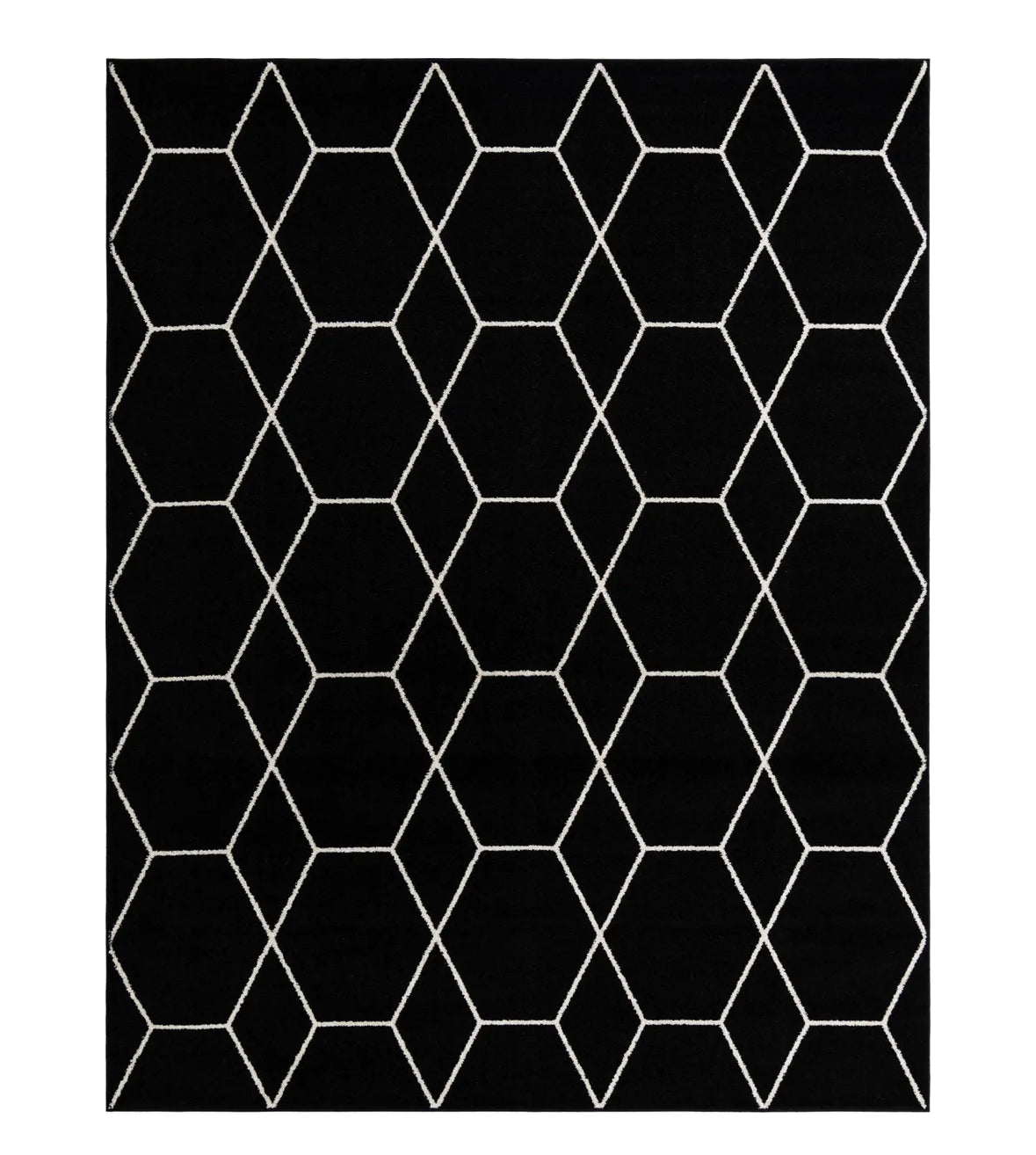 Black 7'10x10' Trellis Frieze Rectangle Rug - Reclaimed Elegance
