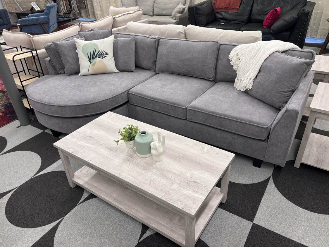 Lavender Grey Bailey Reversible Chaise Sectional - Reclaimed Elegance